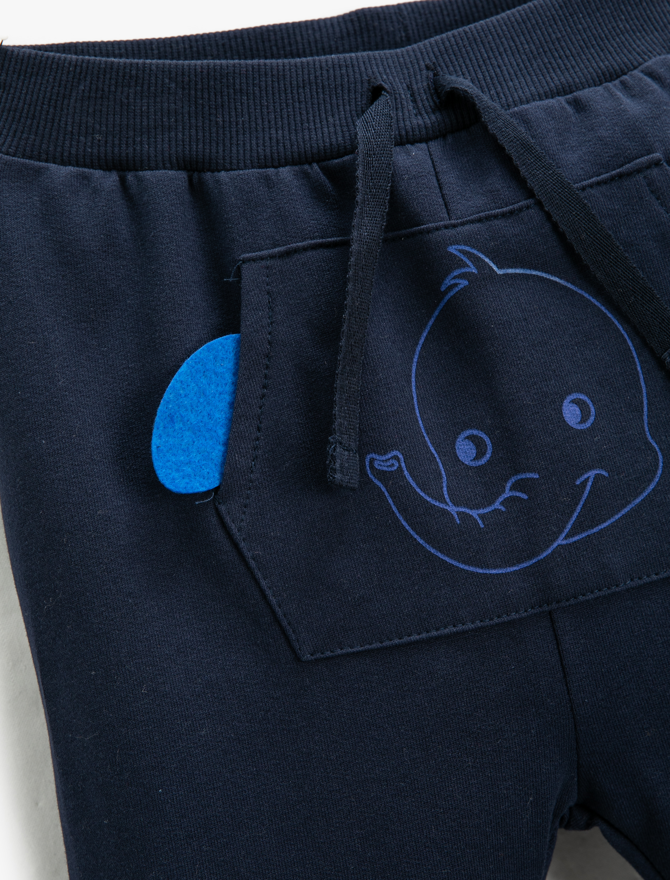  Erkek Bebek Jogger Eşofman Altı Fil Baskılı Kanguru Cepli Beli Bağlamalı