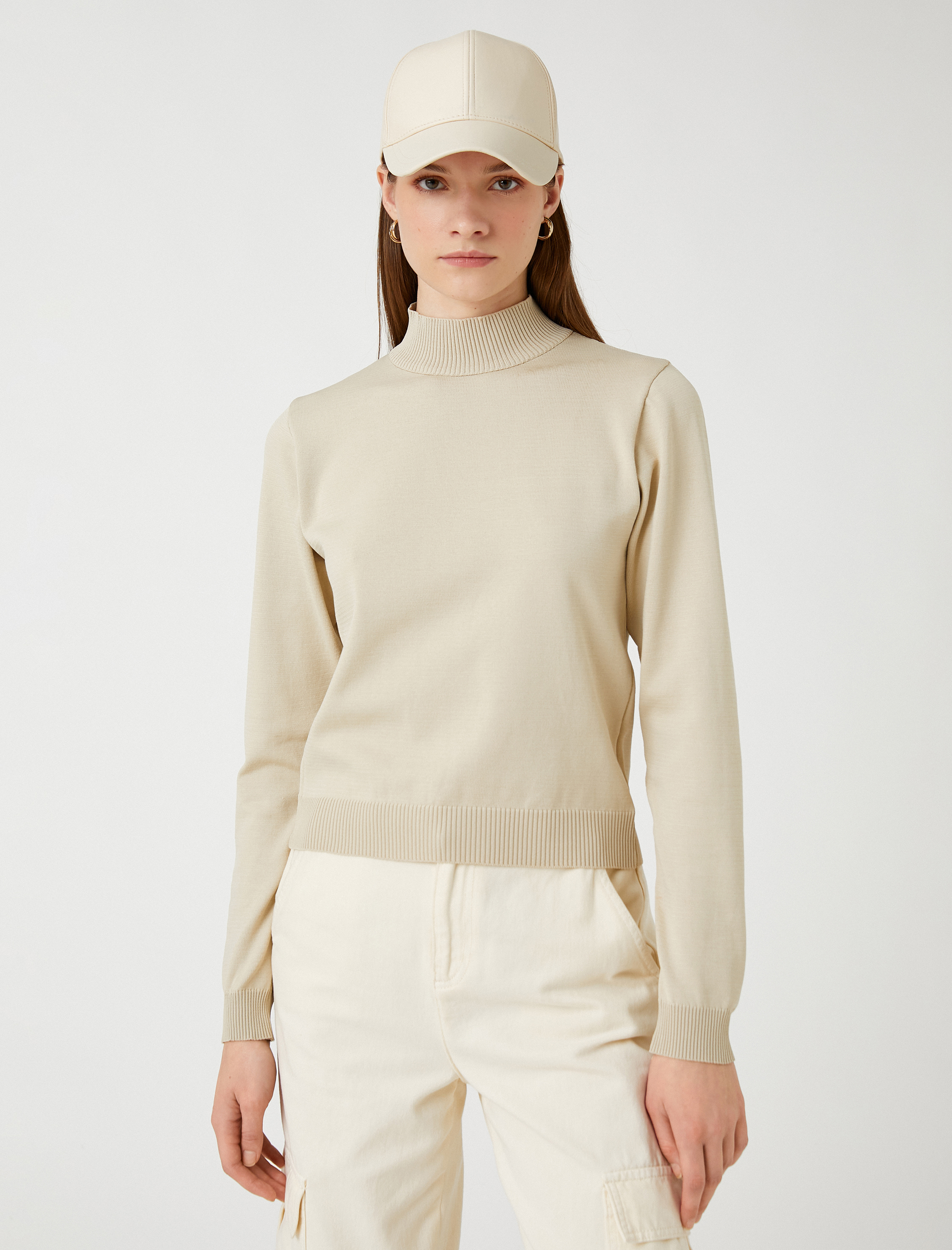   Yarım Balıkçı Yaka Kazak Uzun Kollu