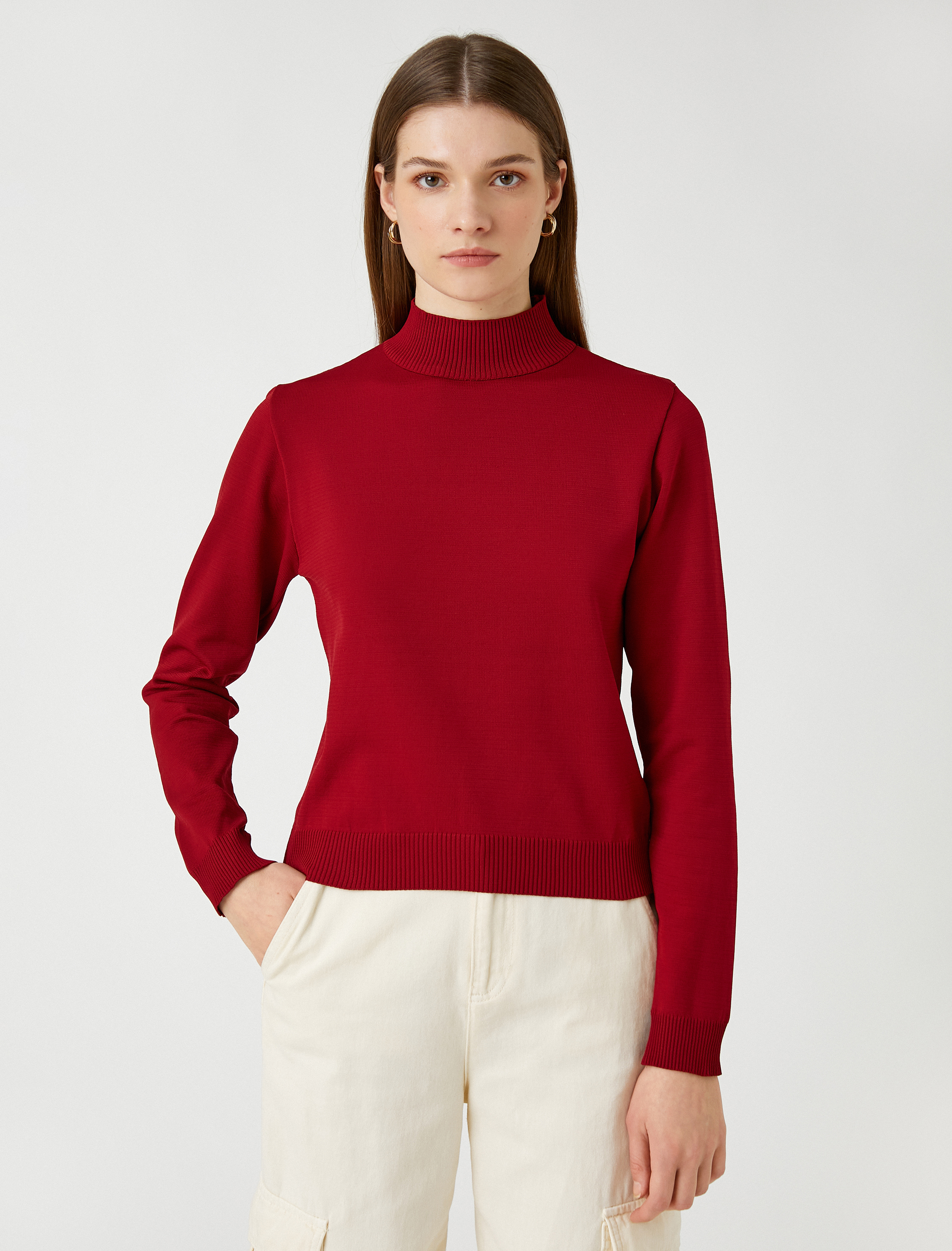   Yarım Balıkçı Yaka Kazak Uzun Kollu