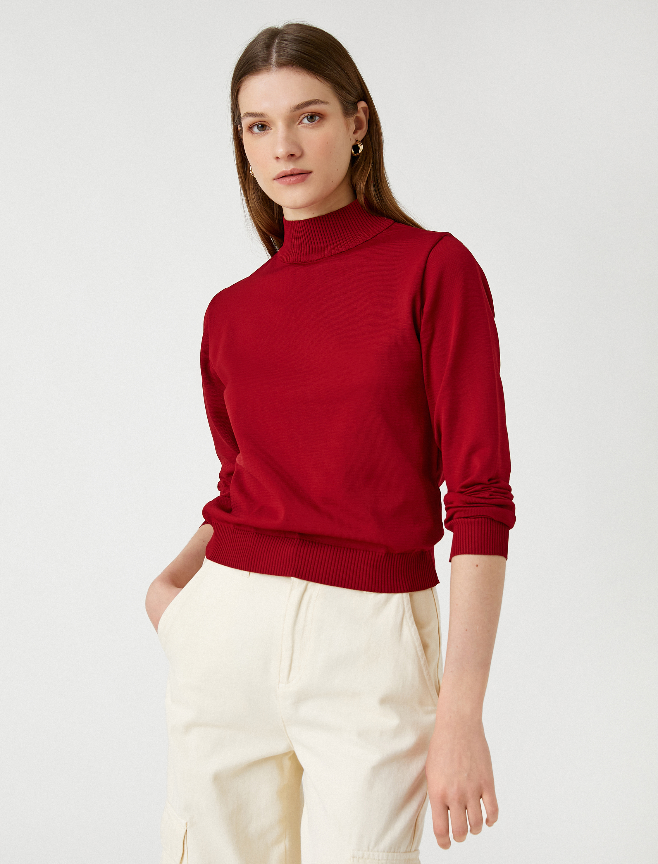   Yarım Balıkçı Yaka Kazak Uzun Kollu