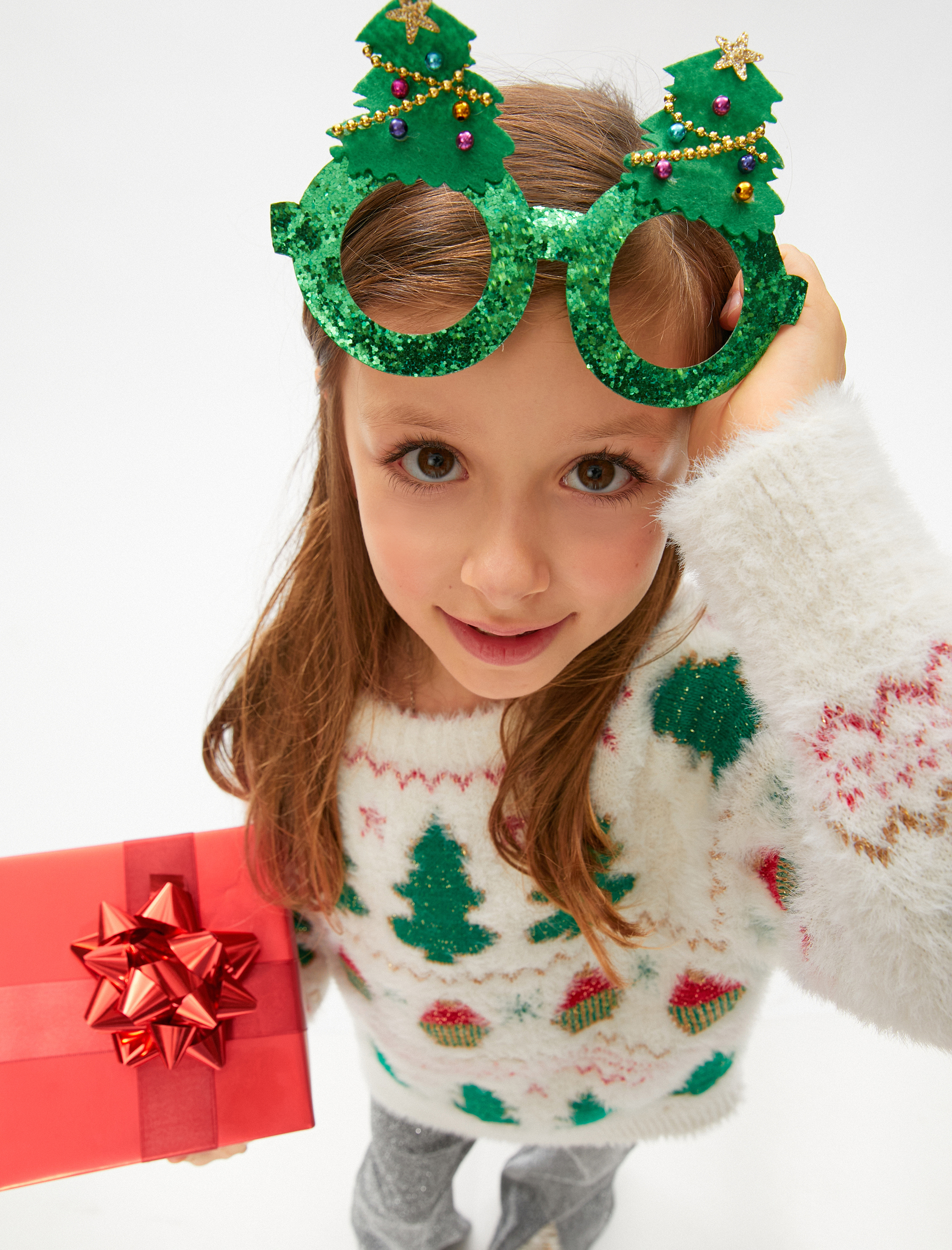  Kız Çocuk Yumuşak Dokulu Triko Kazak Uzun Kollu