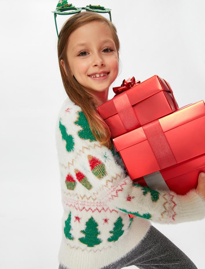 Kız Çocuk Yumuşak Dokulu Triko Kazak Uzun Kollu