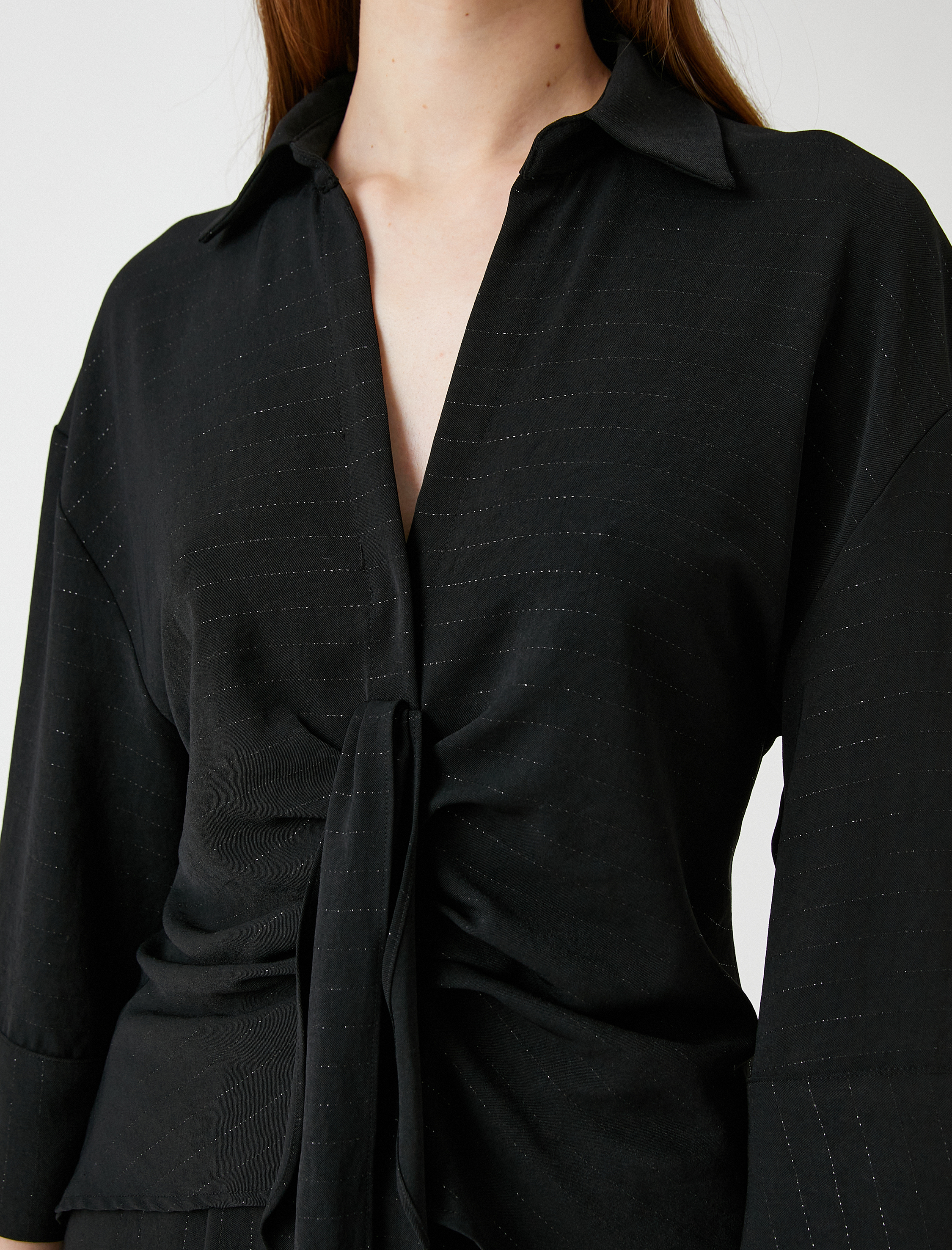   Kimono Görünümlü Bluz Bağlama Detaylı