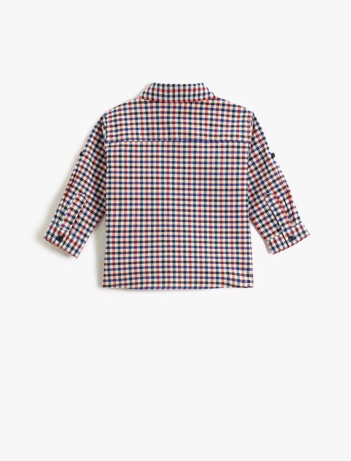 Erkek Bebek Pamuklu Uzun Kollu Gömlek Cep Detaylı