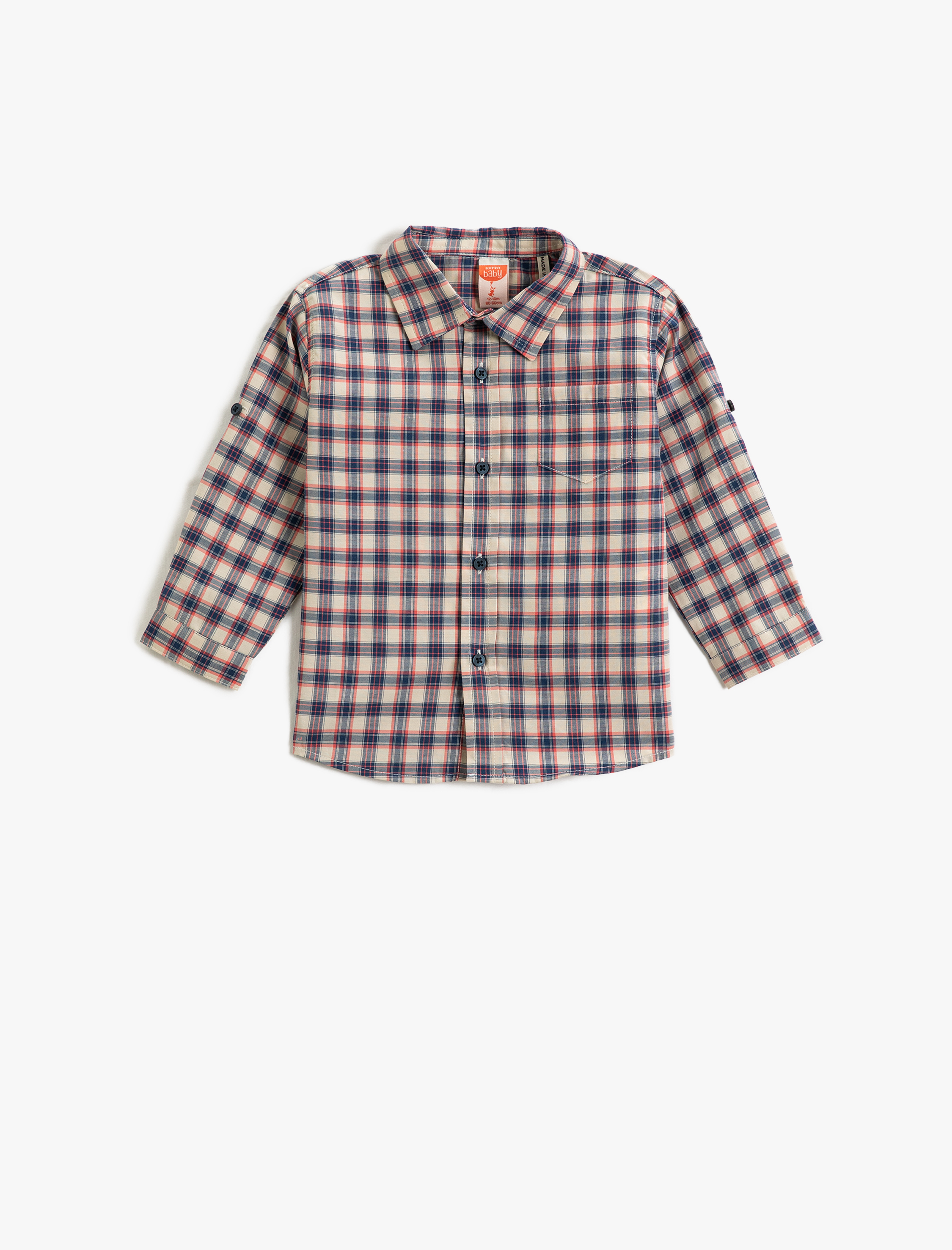  Erkek Bebek Uzun Kollu Gömlek Tek Cep Detaylı