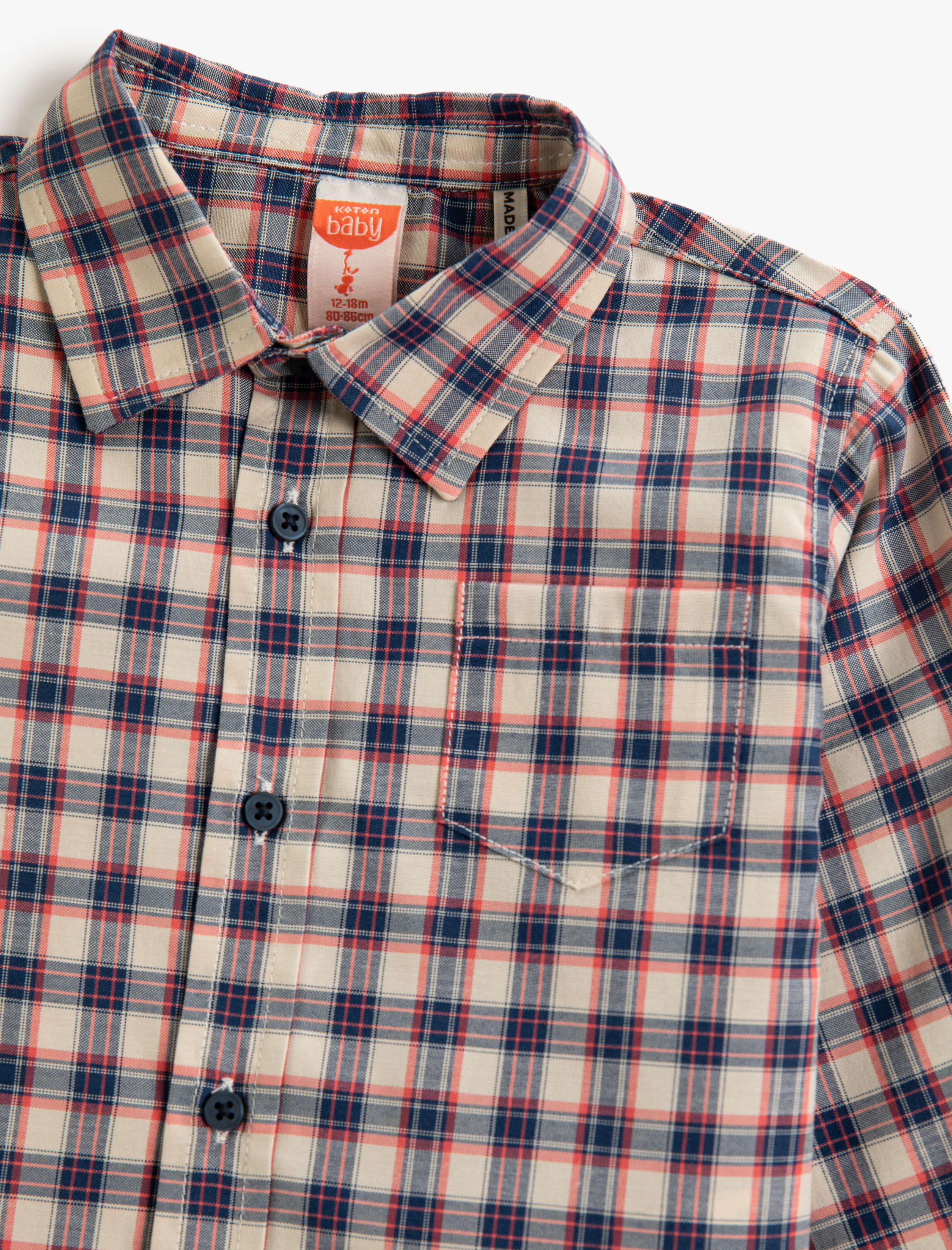  Erkek Bebek Uzun Kollu Gömlek Tek Cep Detaylı