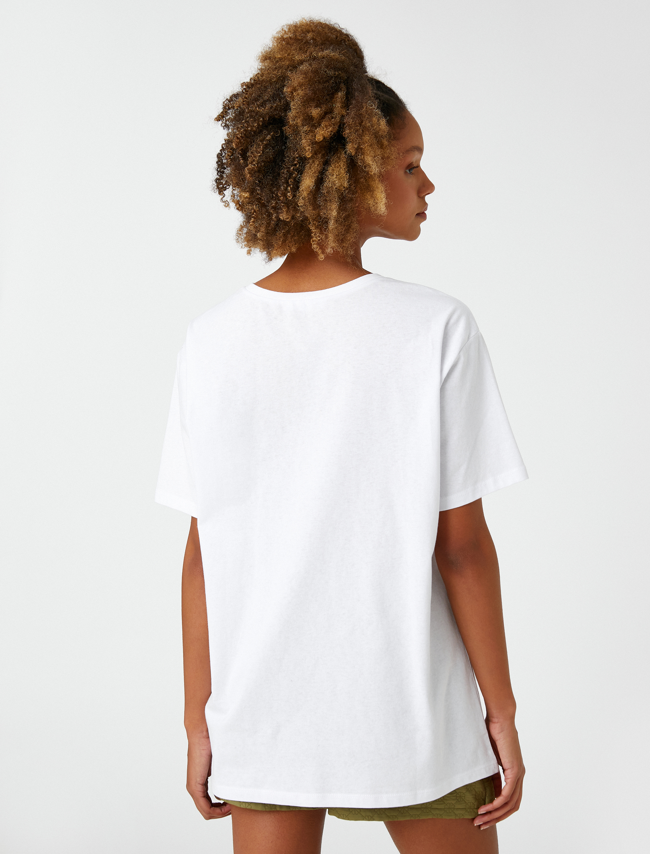   Bisiklet Yaka Tişört Slogan Baskılı Kısa Kollu Rahat Kesim