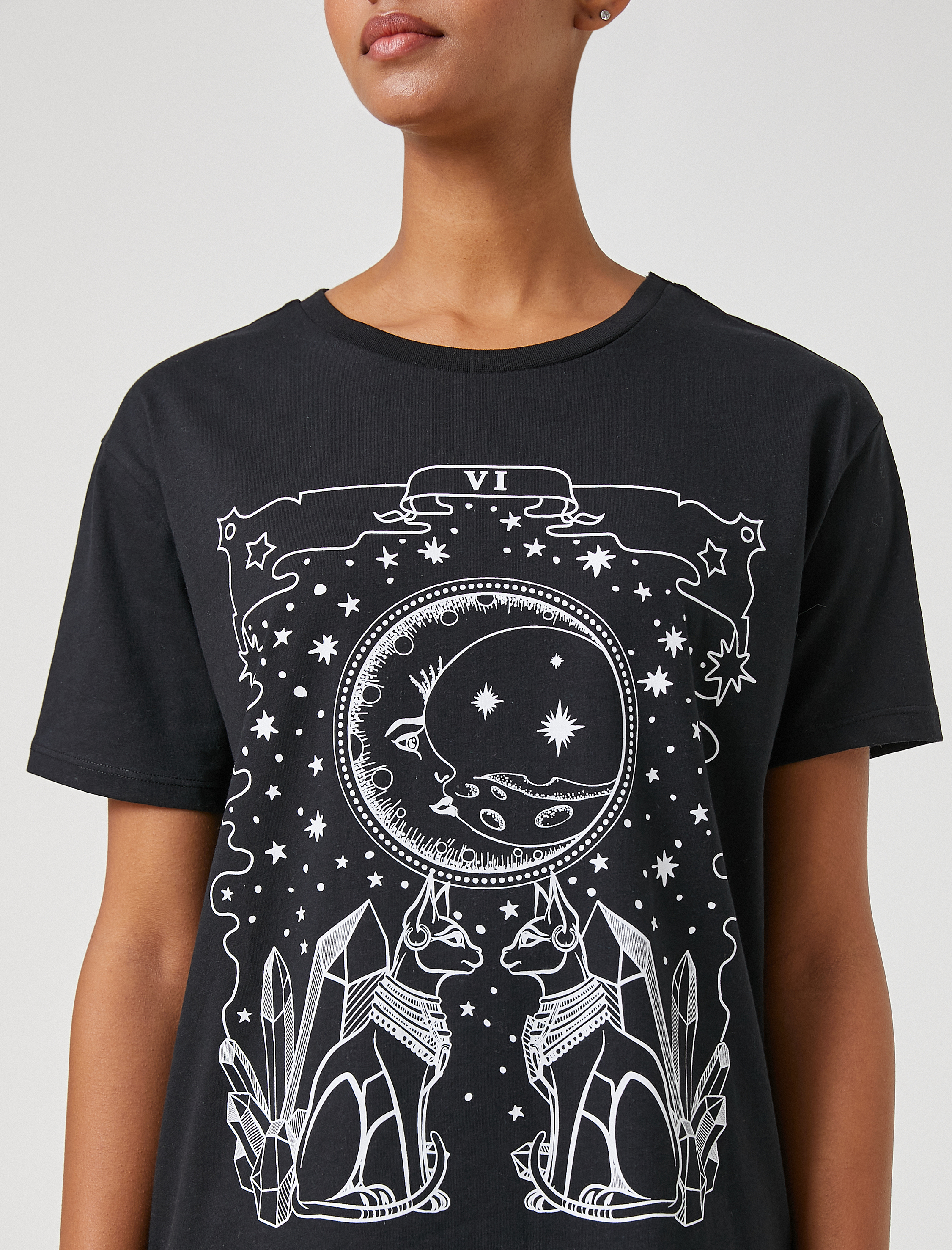   Bisiklet Yaka Tişört Baskılı Kısa Kollu Rahat Kesim