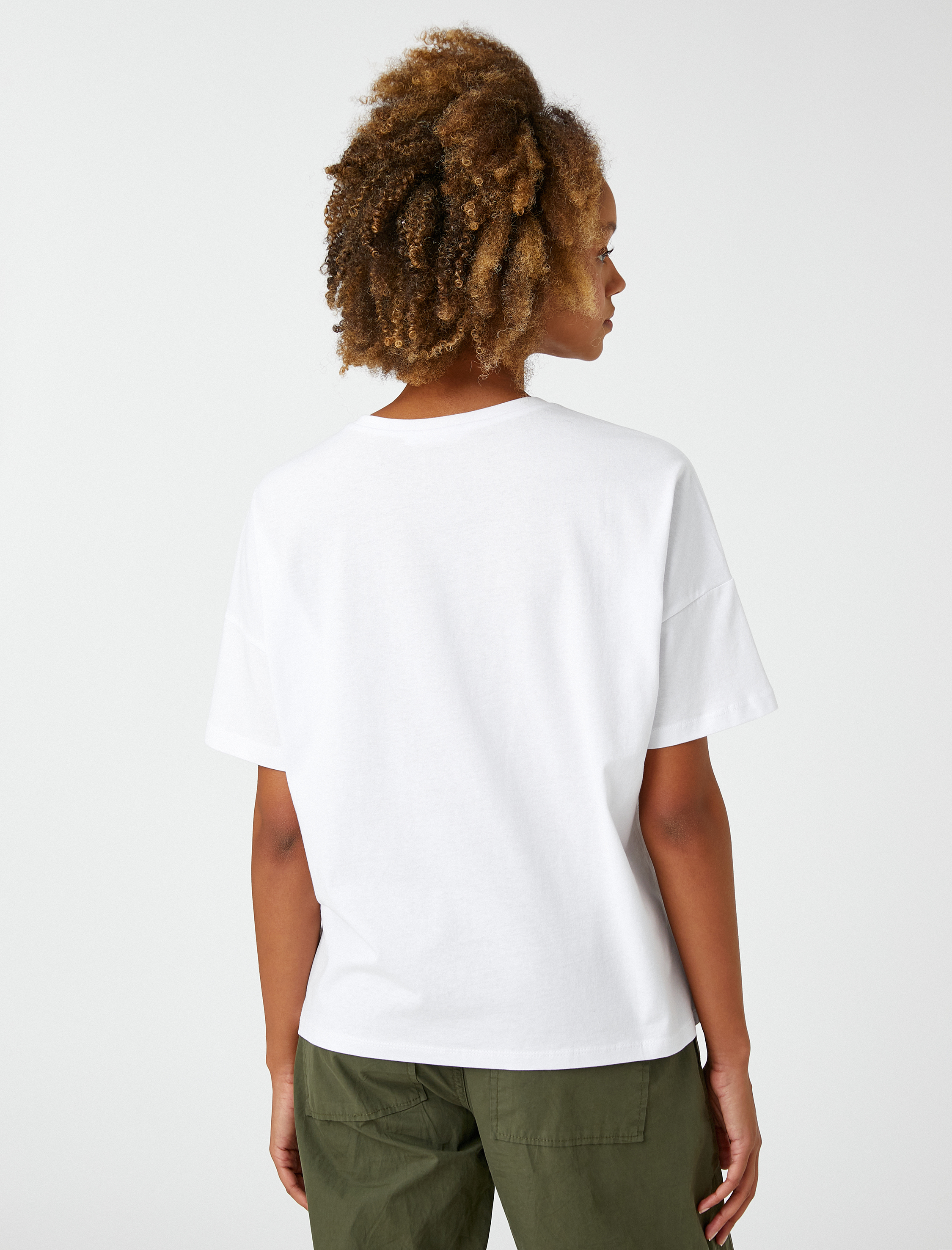   Baskılı Tişört Bisiklet Yaka Kısa Kollu