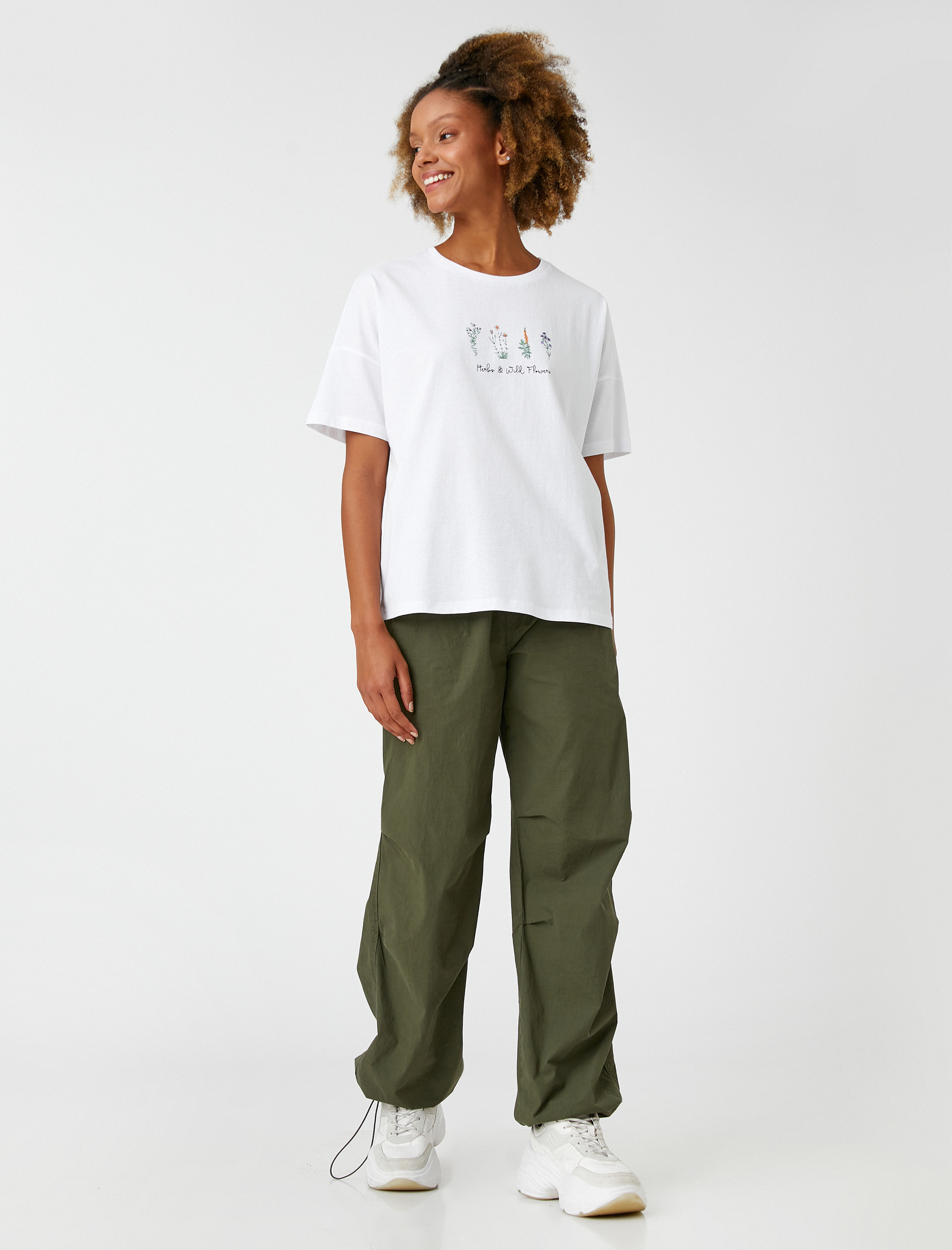   Baskılı Tişört Bisiklet Yaka Kısa Kollu