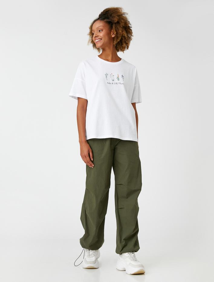  Baskılı Tişört Bisiklet Yaka Kısa Kollu