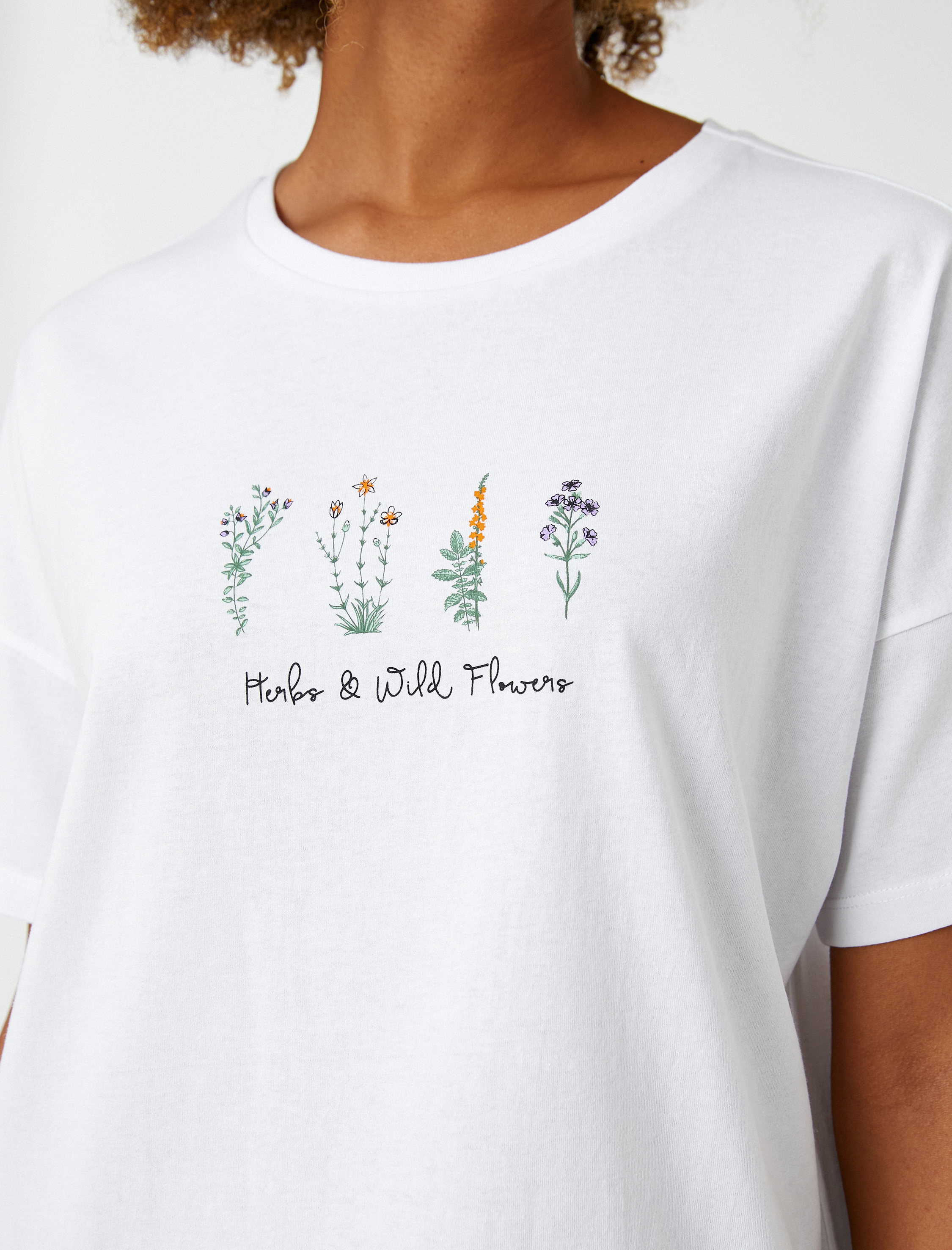   Baskılı Tişört Bisiklet Yaka Kısa Kollu