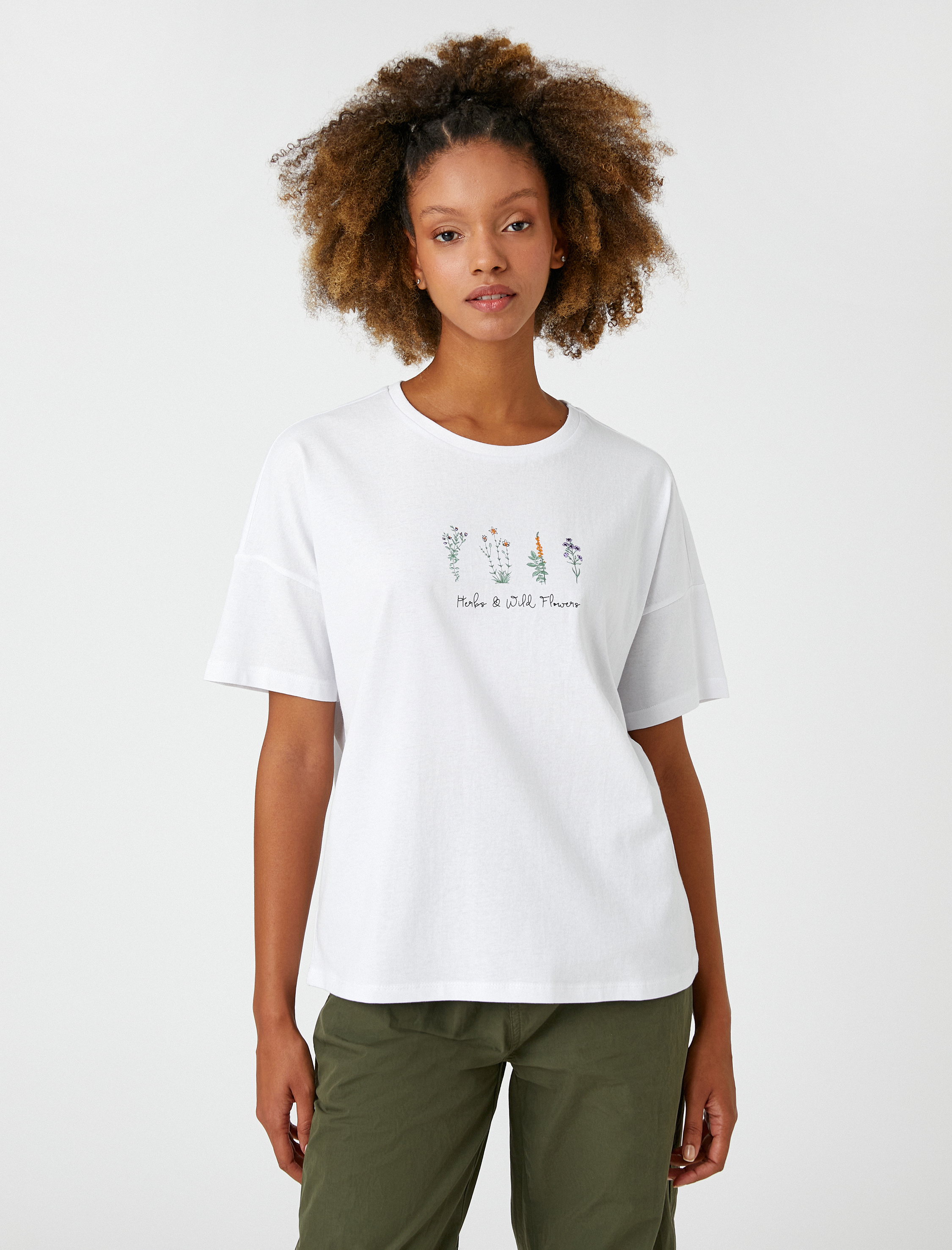   Baskılı Tişört Bisiklet Yaka Kısa Kollu