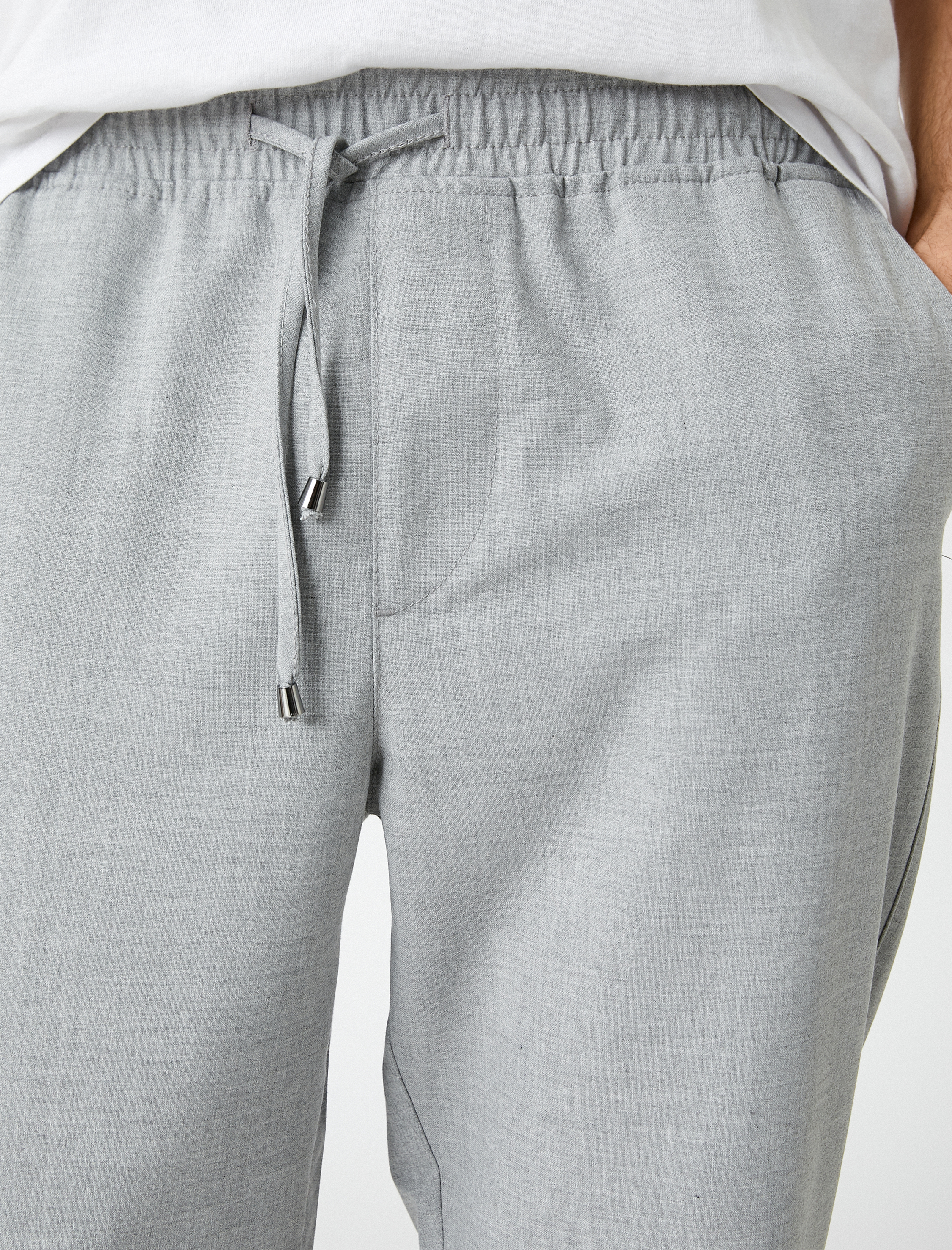   Basic Dokuma Pantolon Beli Bağcıklı Cep Detaylı