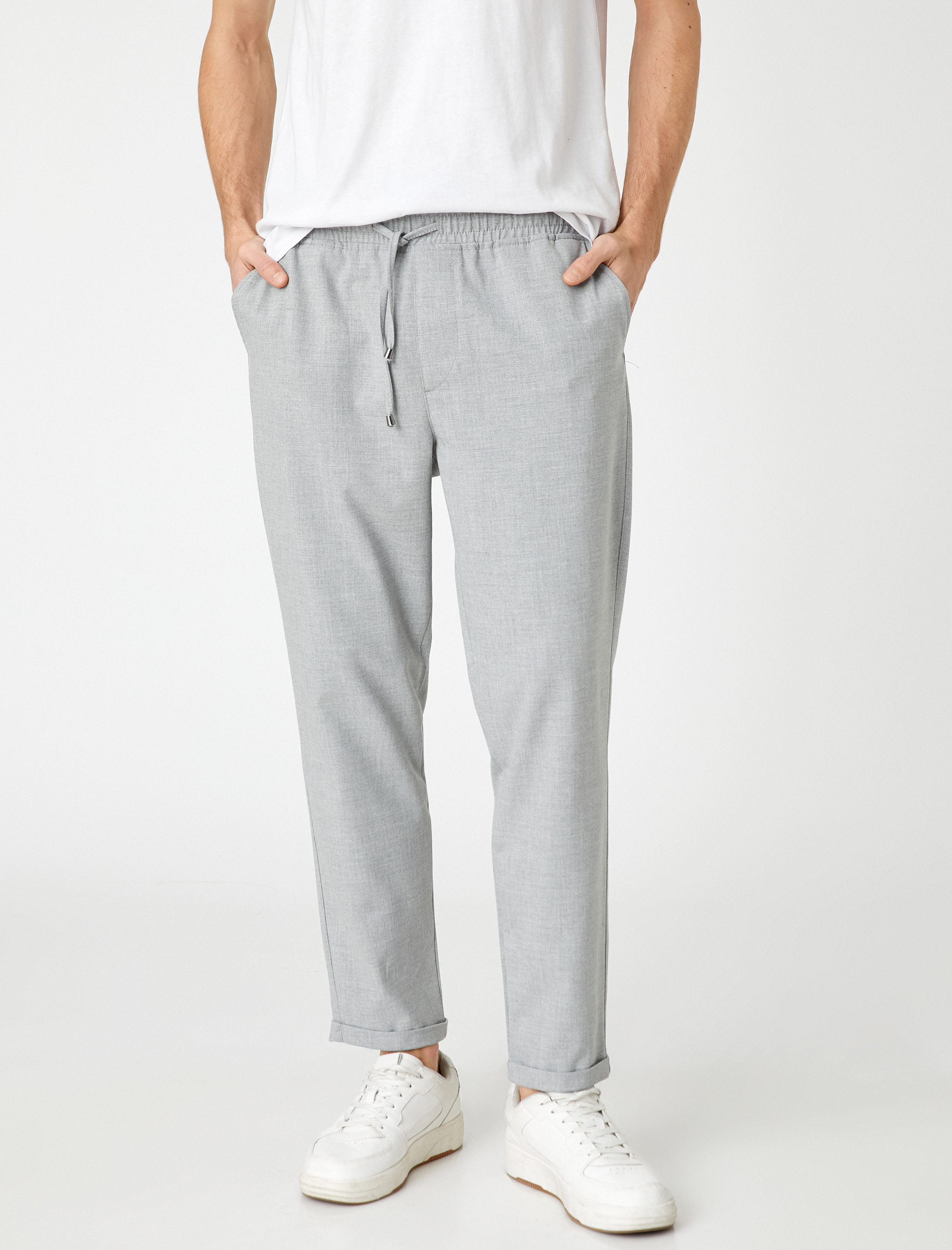   Basic Dokuma Pantolon Beli Bağcıklı Cep Detaylı