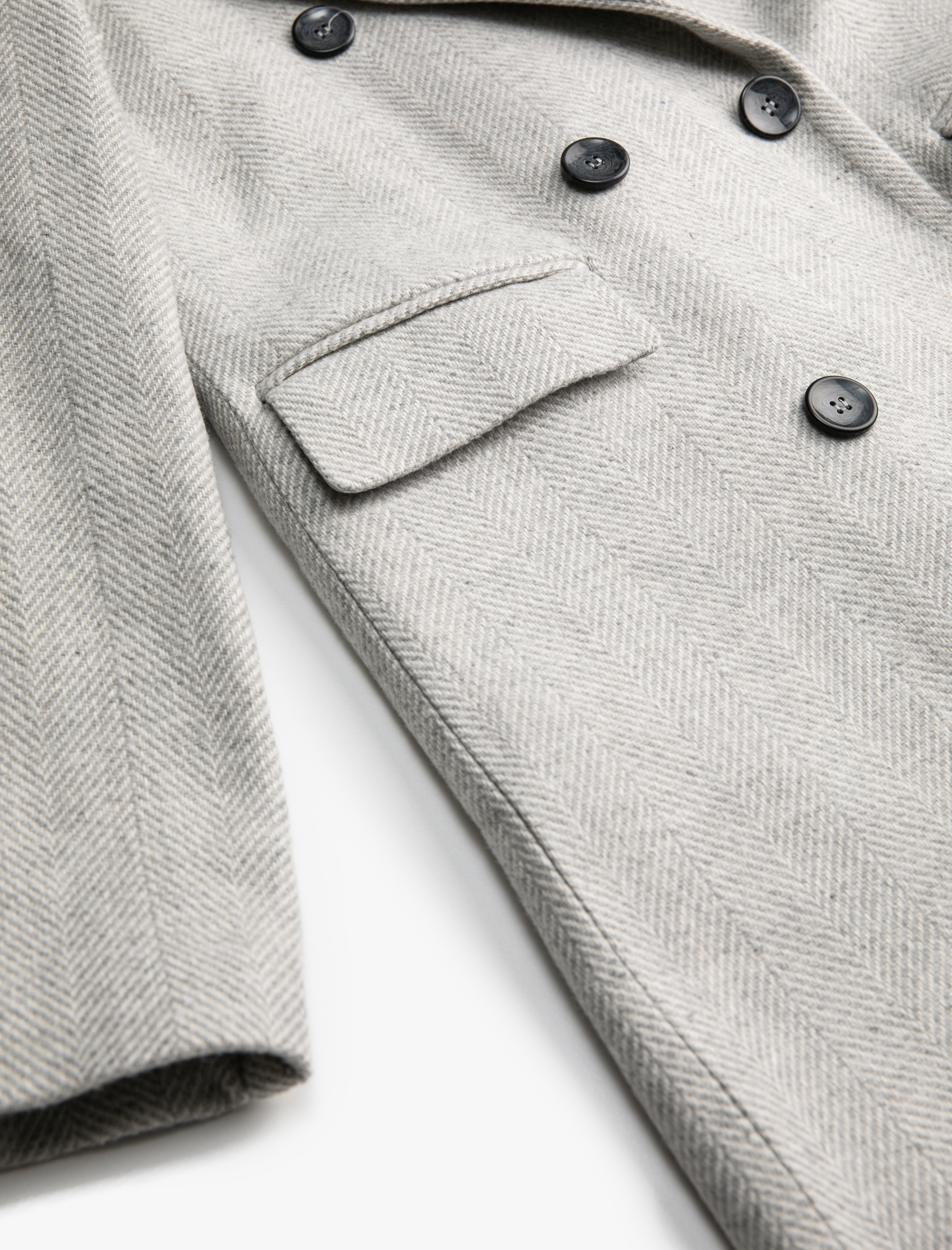   Oversize Kruvaze Kaşe Kaban Yakası Çıkarılabilir Peluş Detaylı Cepli