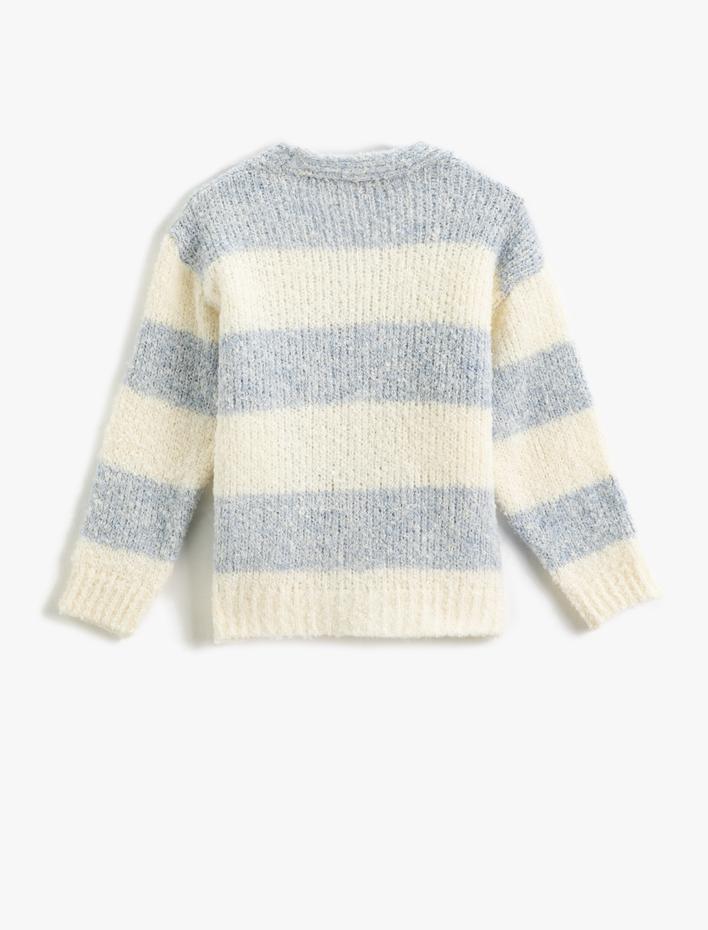 Kız Çocuk Yumuşak Dokulu Düğmeli Hırka V Yaka