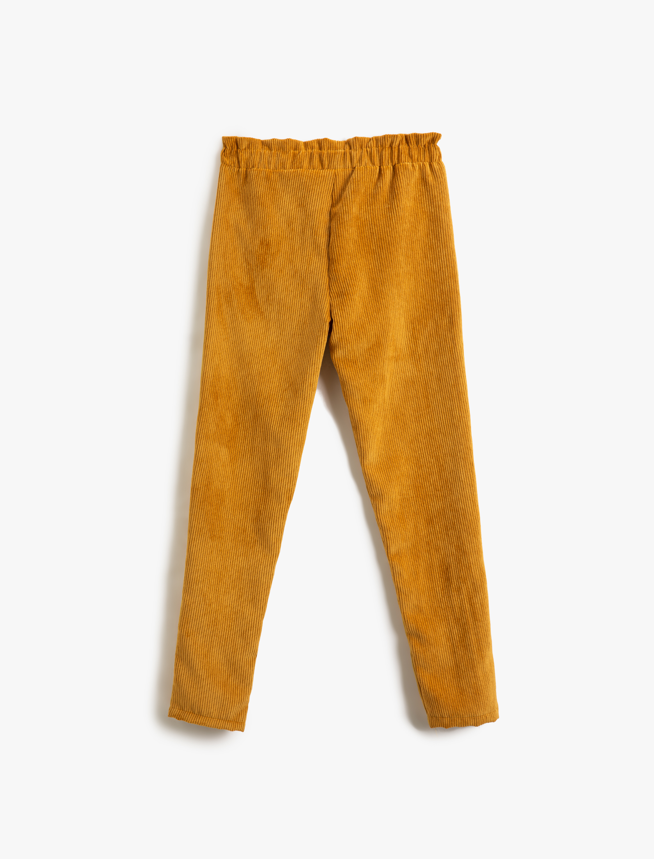  Kız Çocuk Fitilli Kadife Pantolon Yüksek Bel Düğme Detaylı Cepli