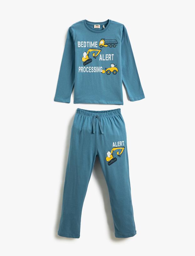 Erkek Çocuk Pijama Takımı Uzun Kollu Tişört ve Beli Lastikli Pijama Altı 2 Parça