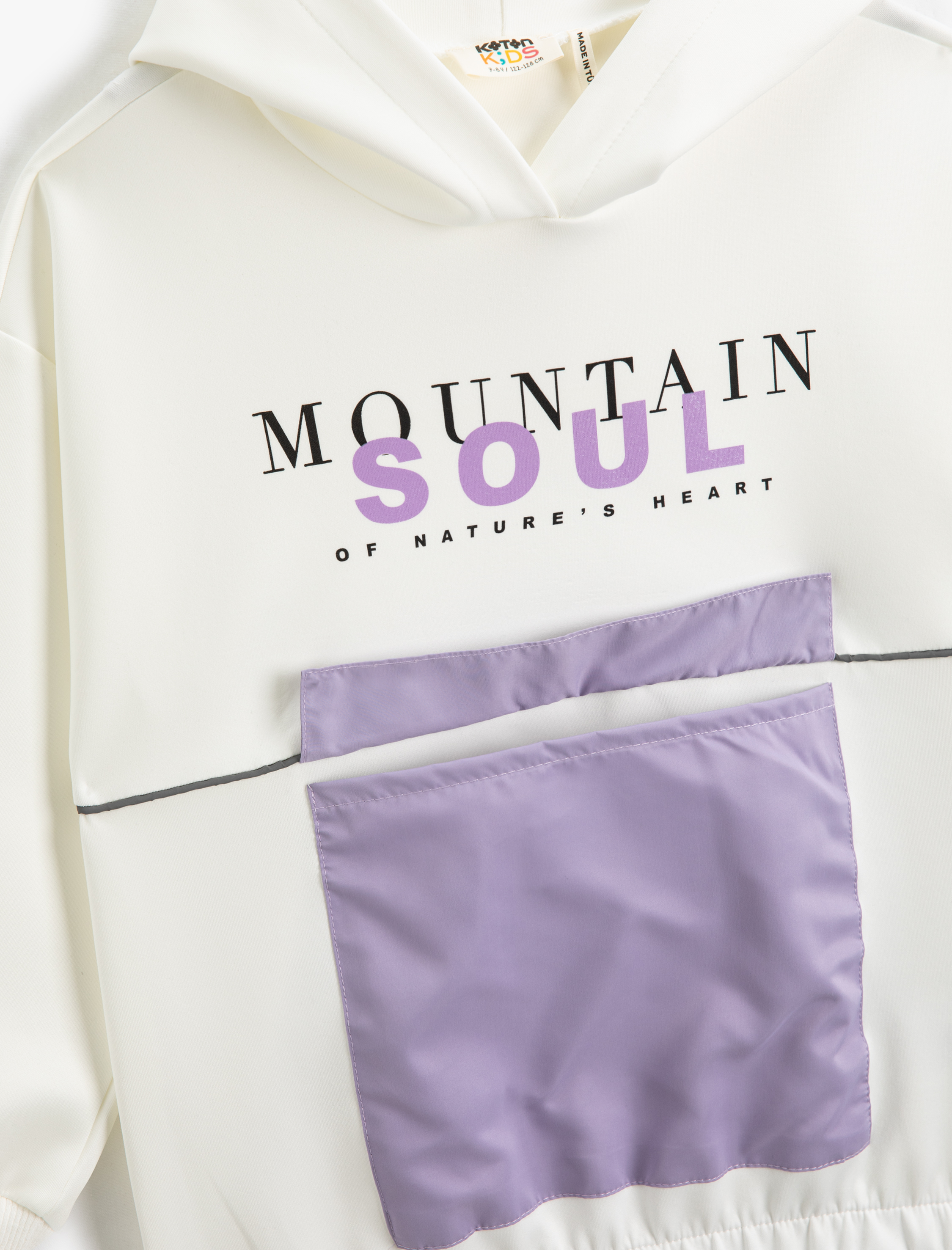  Kız Çocuk Oversize Kapşonlu Sweatshirt Baskılı Sucuba Kumaş Detaylı Cepli