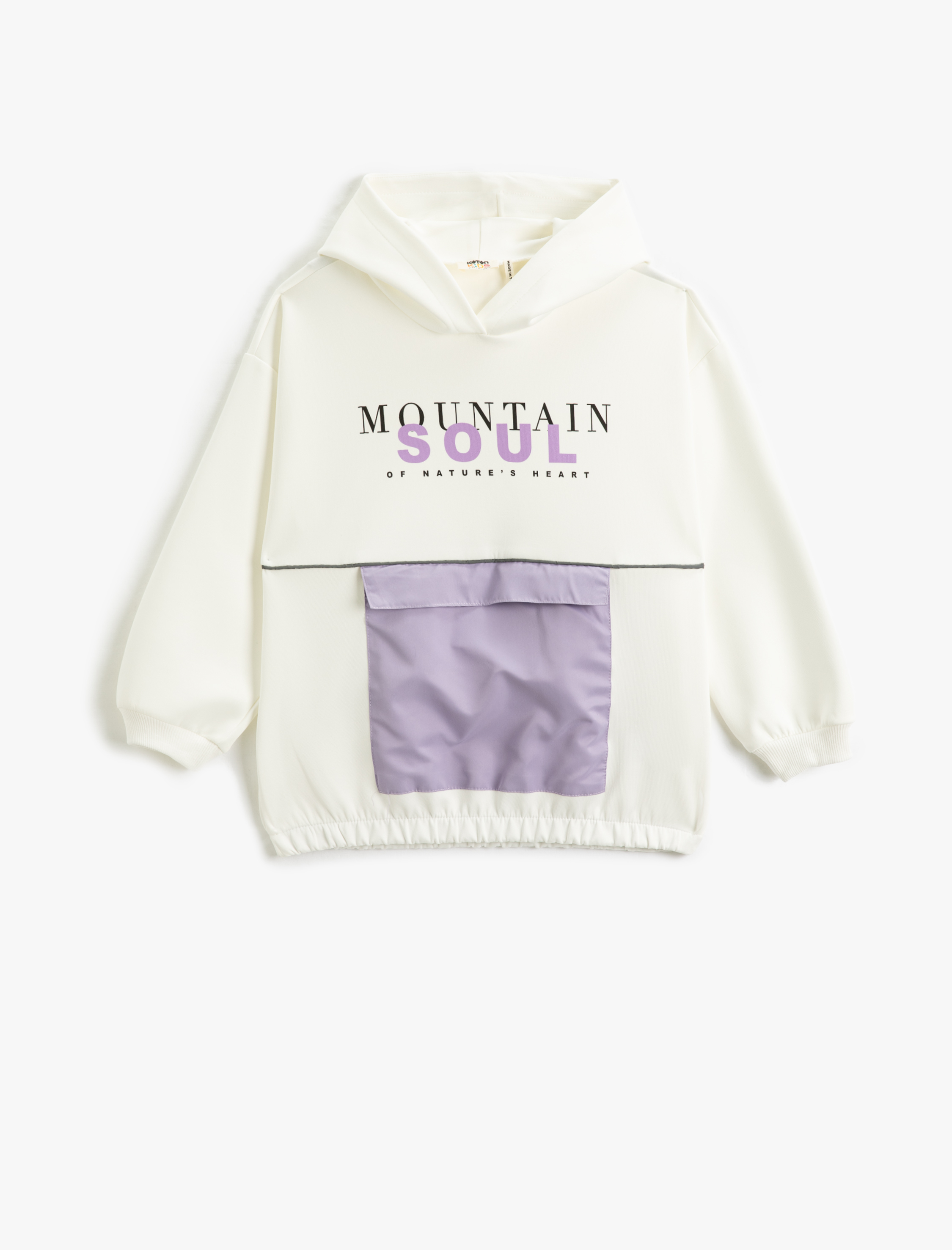 Kız Çocuk Oversize Kapşonlu Sweatshirt Baskılı Sucuba Kumaş Detaylı Cepli