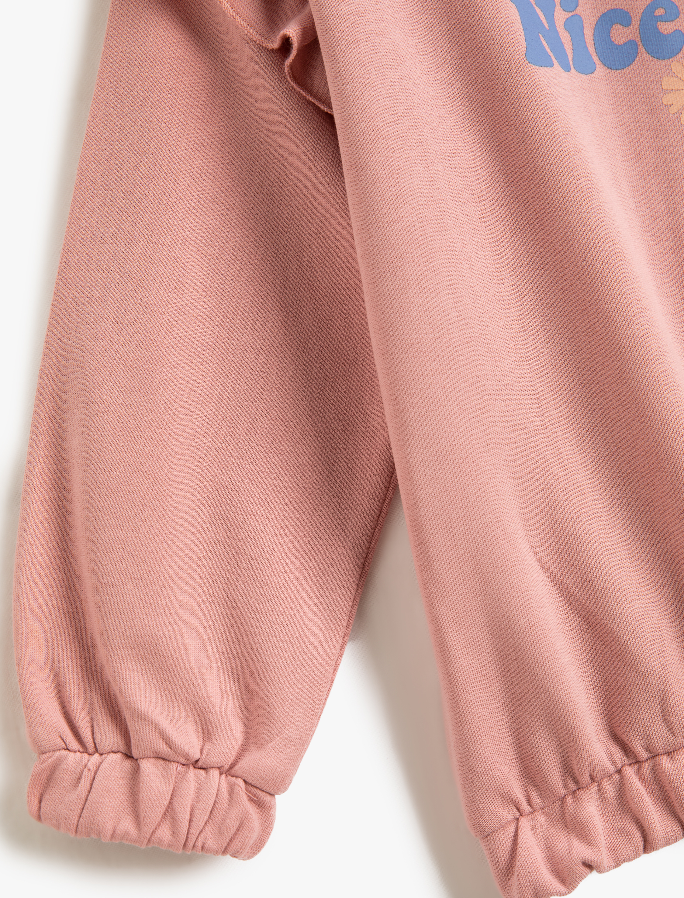 Kız Bebek Fırfırlı Detaylı Baskılı Sweatshirt Manşetleri ve Beli Lastikli Uzun Kollu Bisiklet Yaka