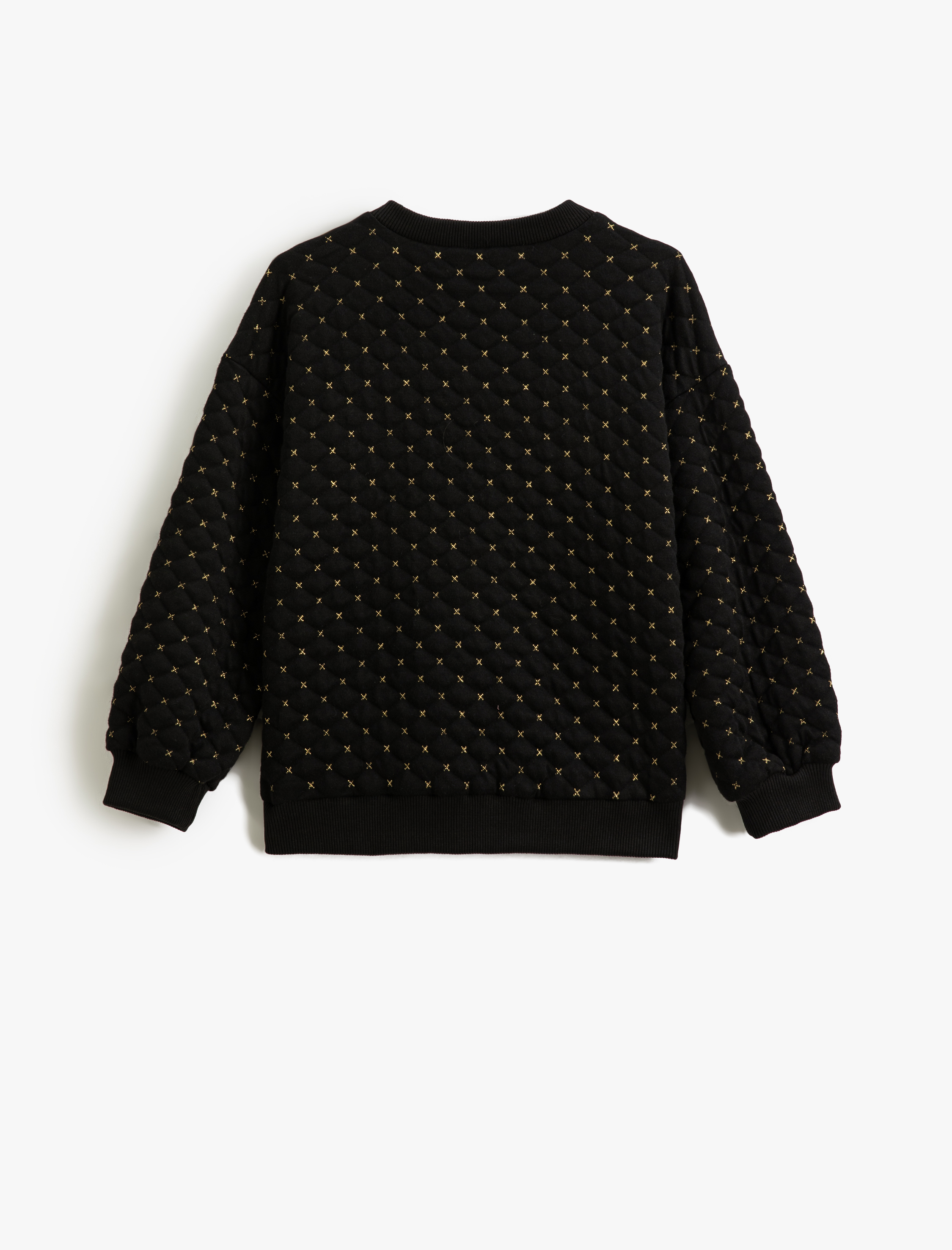  Kız Çocuk Yılbaşı Temalı Sweatshirt Pul Payet İşlemeli Kapitone  Bisiklet Yaka