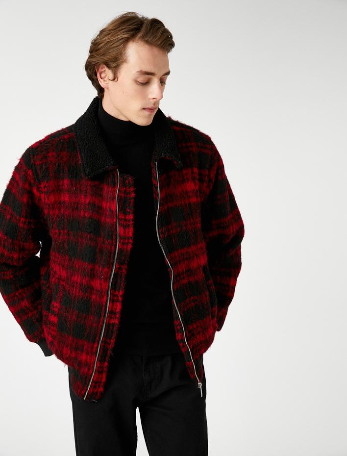  Yaka Detaylı Ceket Cepli Fermuarlı Yumuşak Dokulu