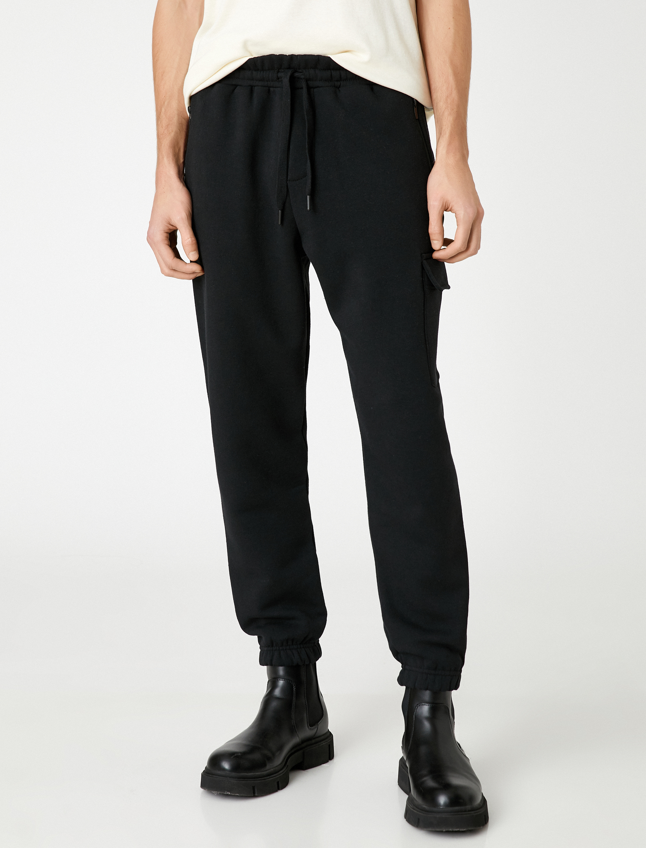   Jogger Eşofman Altı Kargo Cepli Fermuar Detaylı Beli Bağcıklı