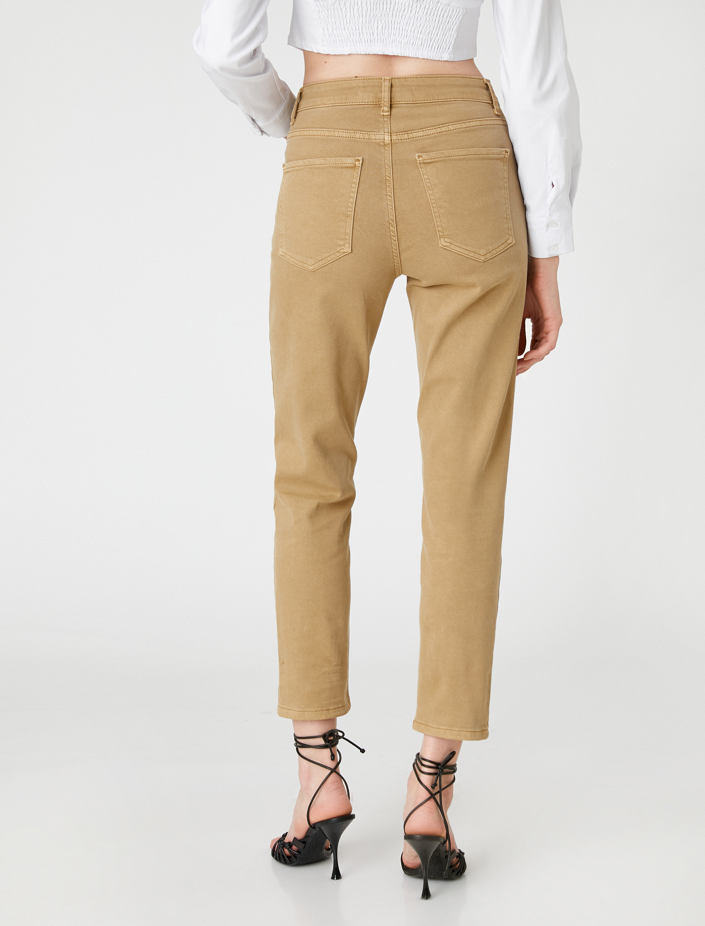   Yüksek Bel Kot Pantolon Hafif Dar Paça