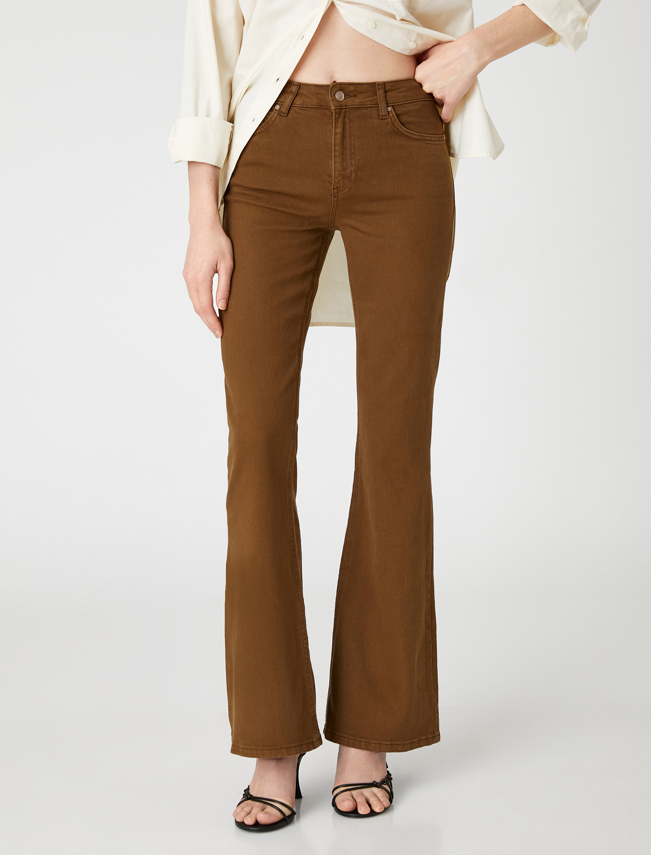   İspanyol Paça Kot Pantolon Dar Kesim Normal Bel