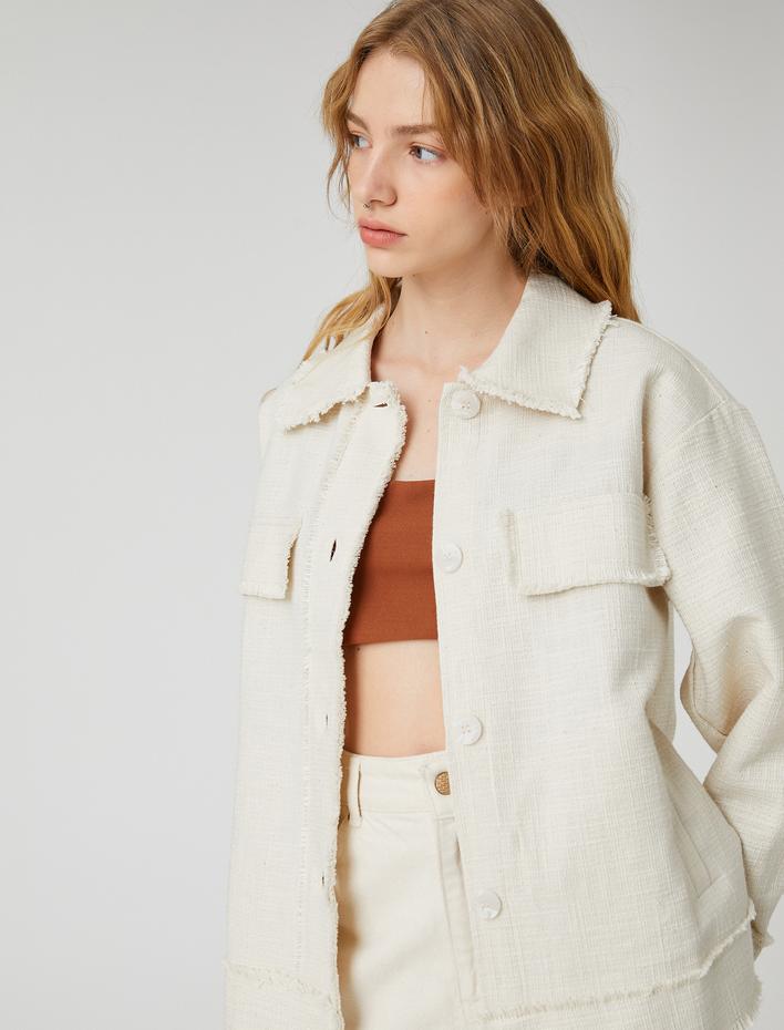  Gömlek Ceket Pamuklu Uzun Kollu Cep Detaylı