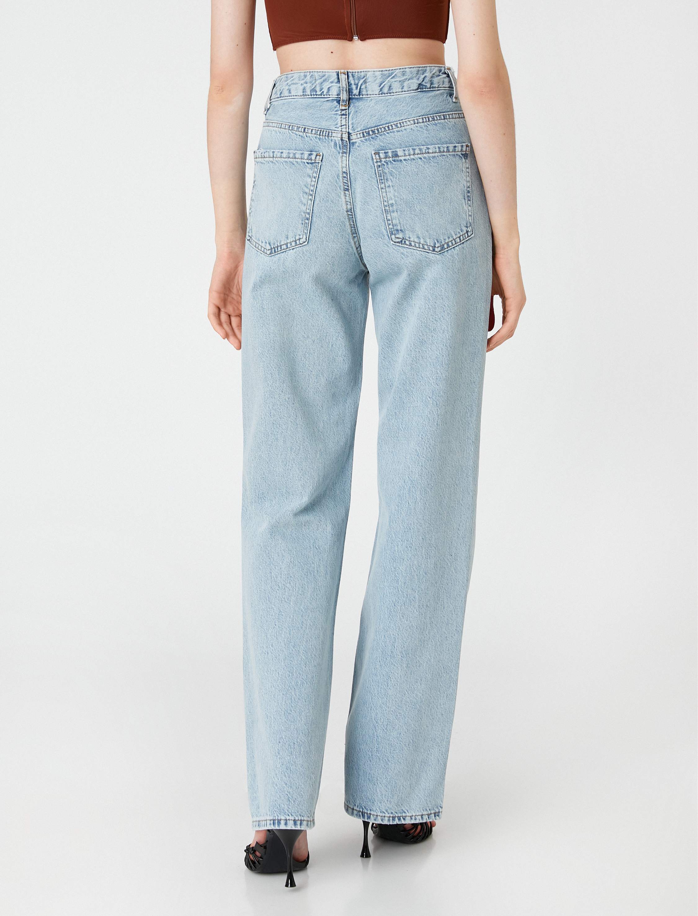 Yüksek Bel Straight Jean Kot Pantolon Düz Paça Normal Kesim - Eve Jean