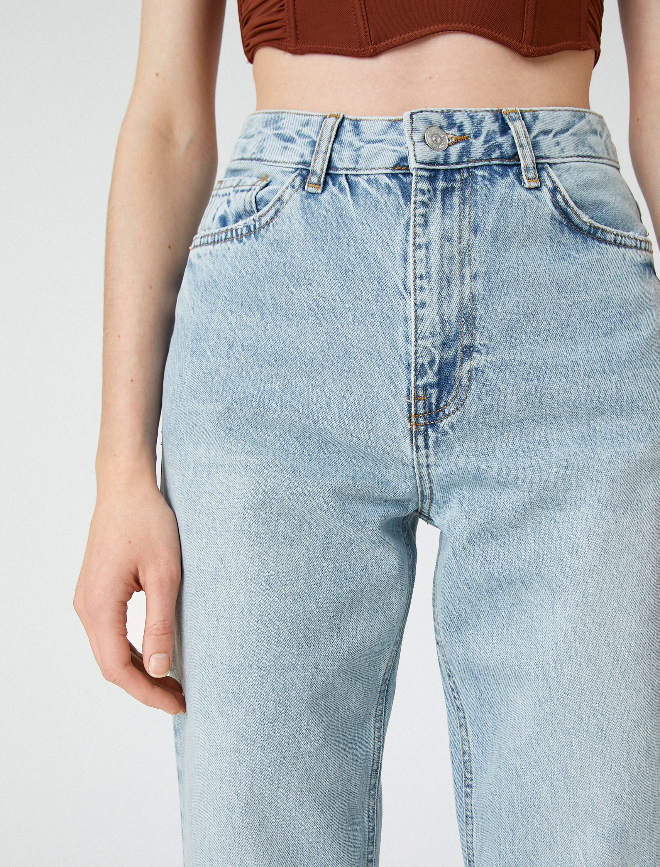 Yüksek Bel Straight Jean Kot Pantolon Düz Paça Normal Kesim - Eve Jean