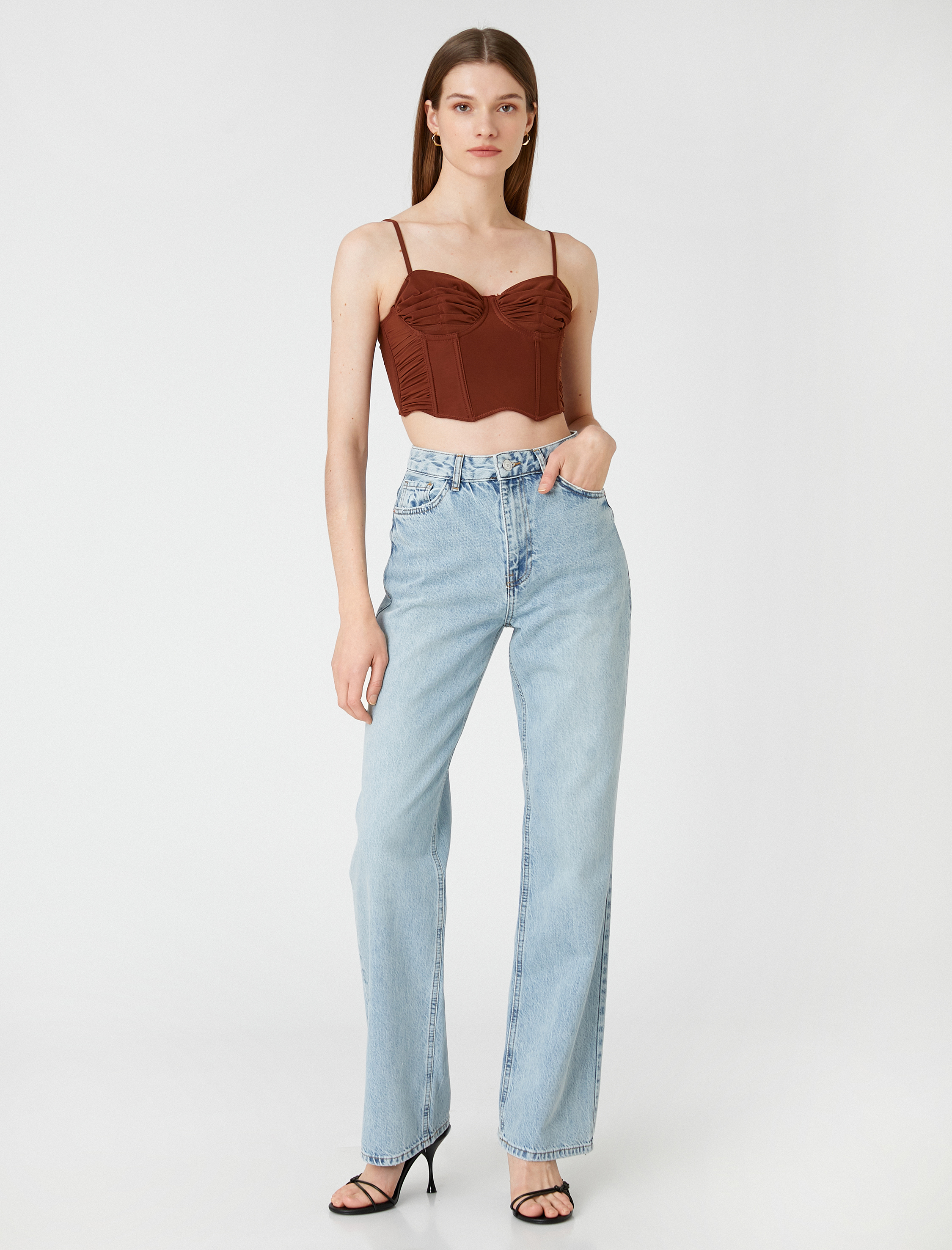 Yüksek Bel Straight Jean Kot Pantolon Düz Paça Normal Kesim - Eve Jean