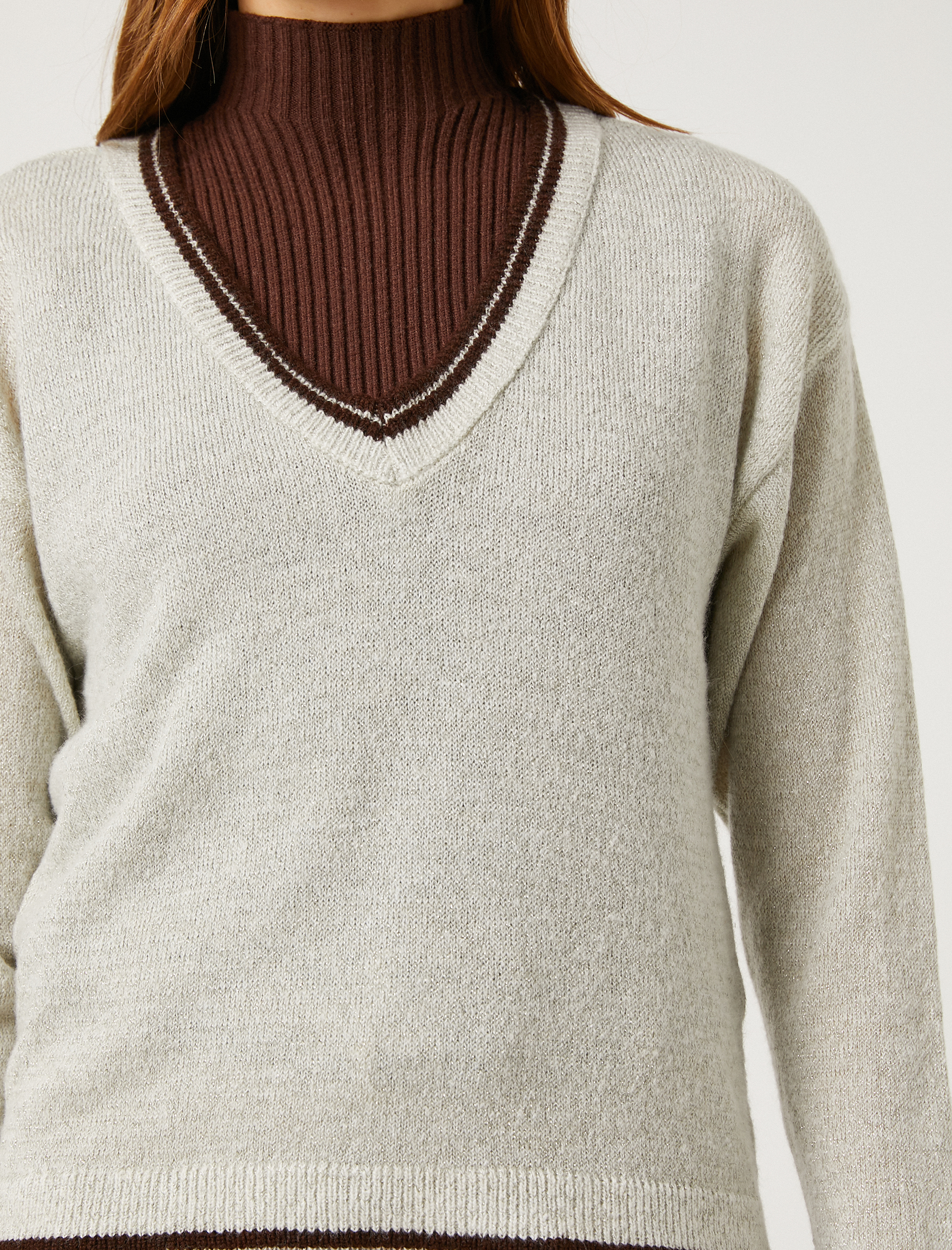   Çift Katlı Görünümlü Triko Kazak