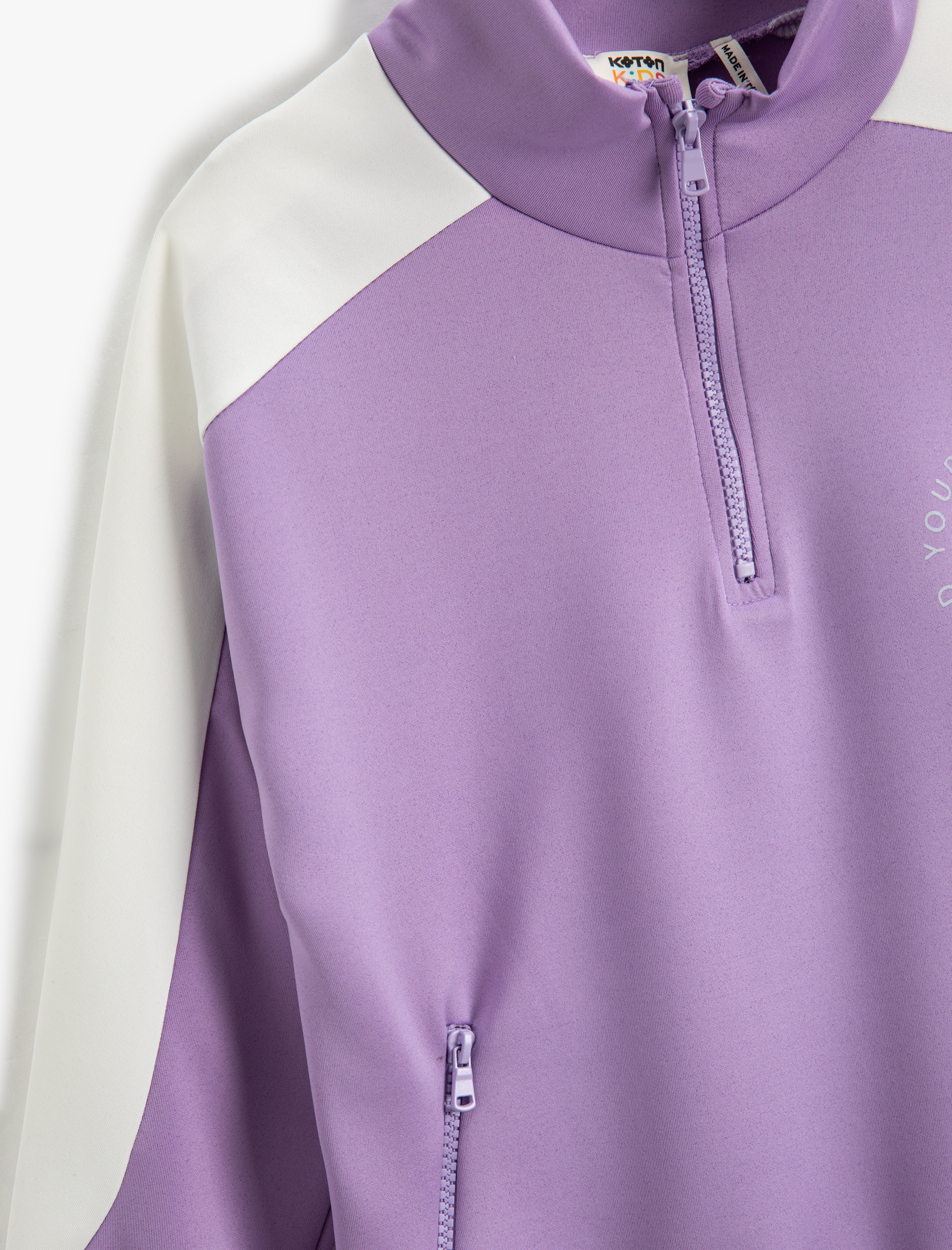  Kız Çocuk Yarım Fermuarlı Oversize Sweatshirt Dik Yaka Fermuarlı Cep Detaylı Lastikli Manşet