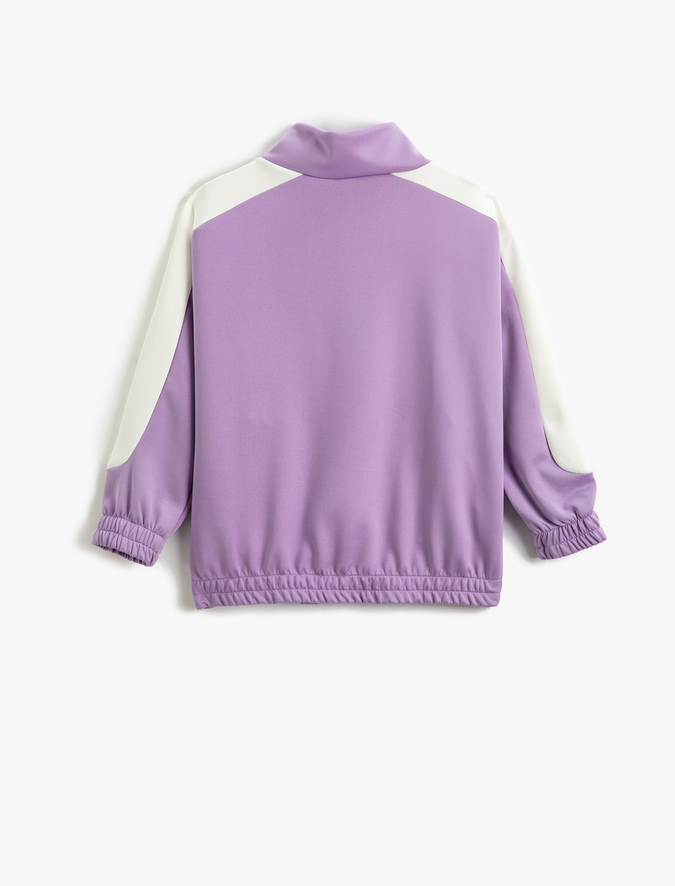  Kız Çocuk Yarım Fermuarlı Oversize Sweatshirt Dik Yaka Fermuarlı Cep Detaylı Lastikli Manşet