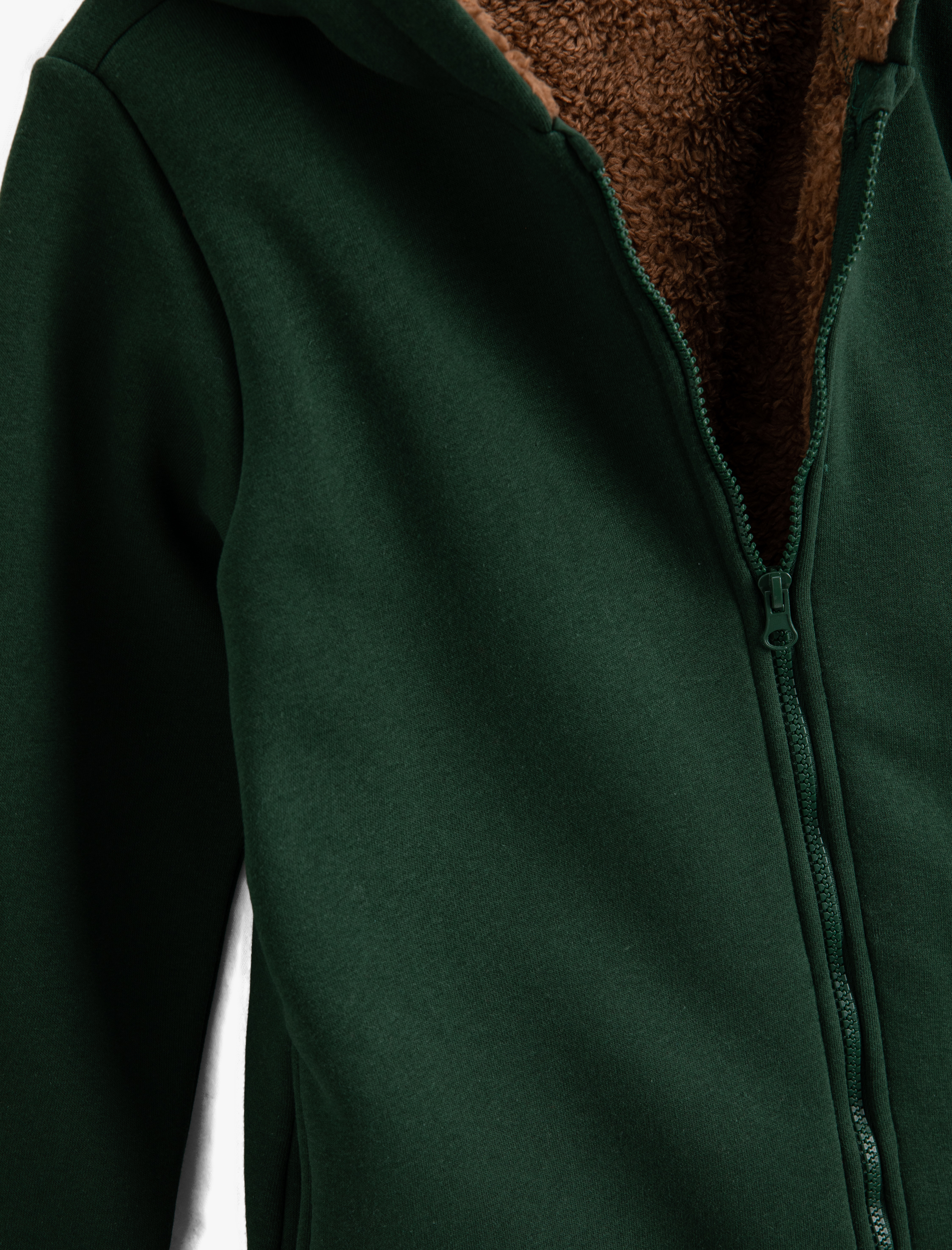  Erkek Çocuk Peluş Astarlı Fermuarlı Hırka Kapüşonlu Uzun Kollu Cepli Şardonlu