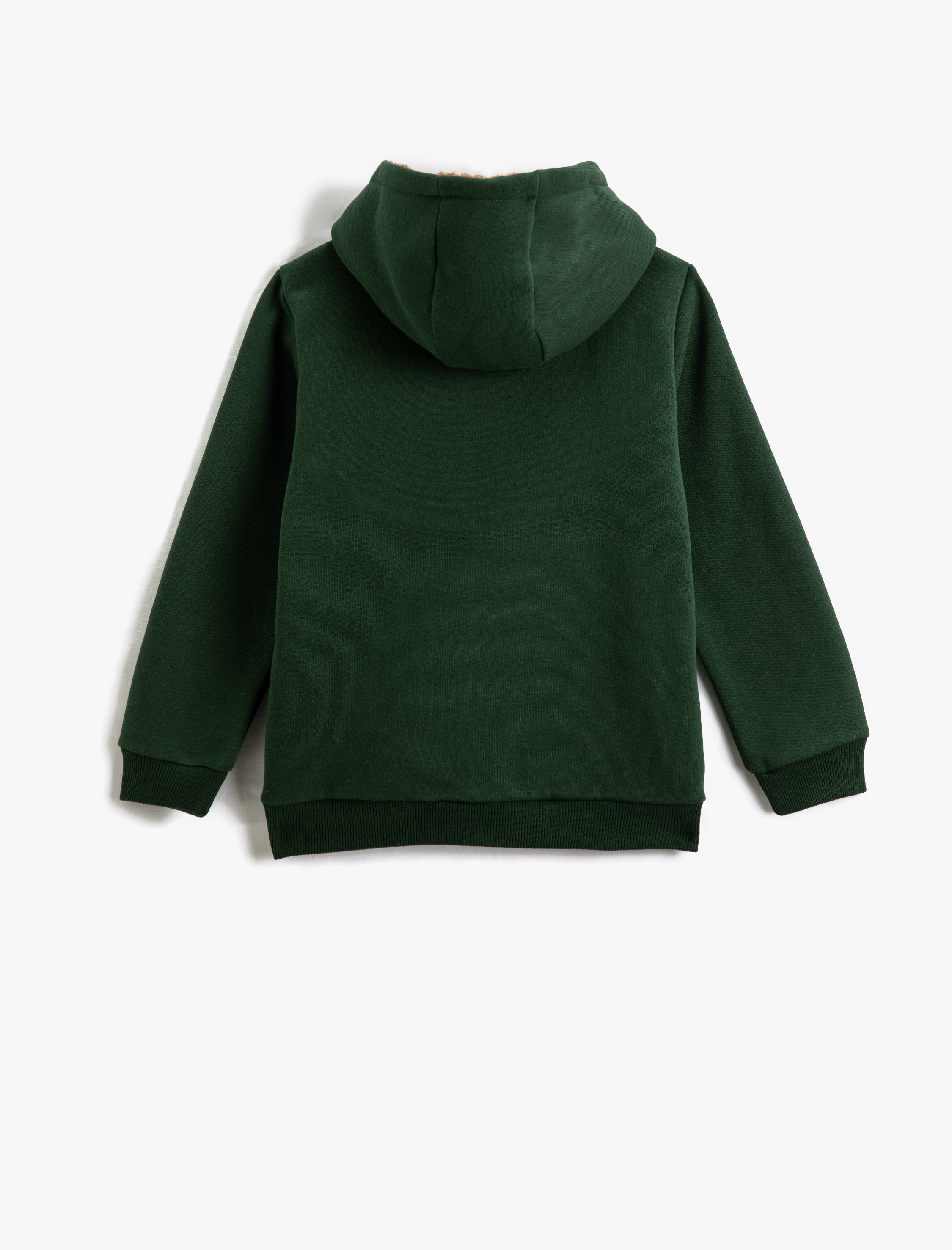  Erkek Çocuk Peluş Astarlı Fermuarlı Hırka Kapüşonlu Uzun Kollu Cepli Şardonlu