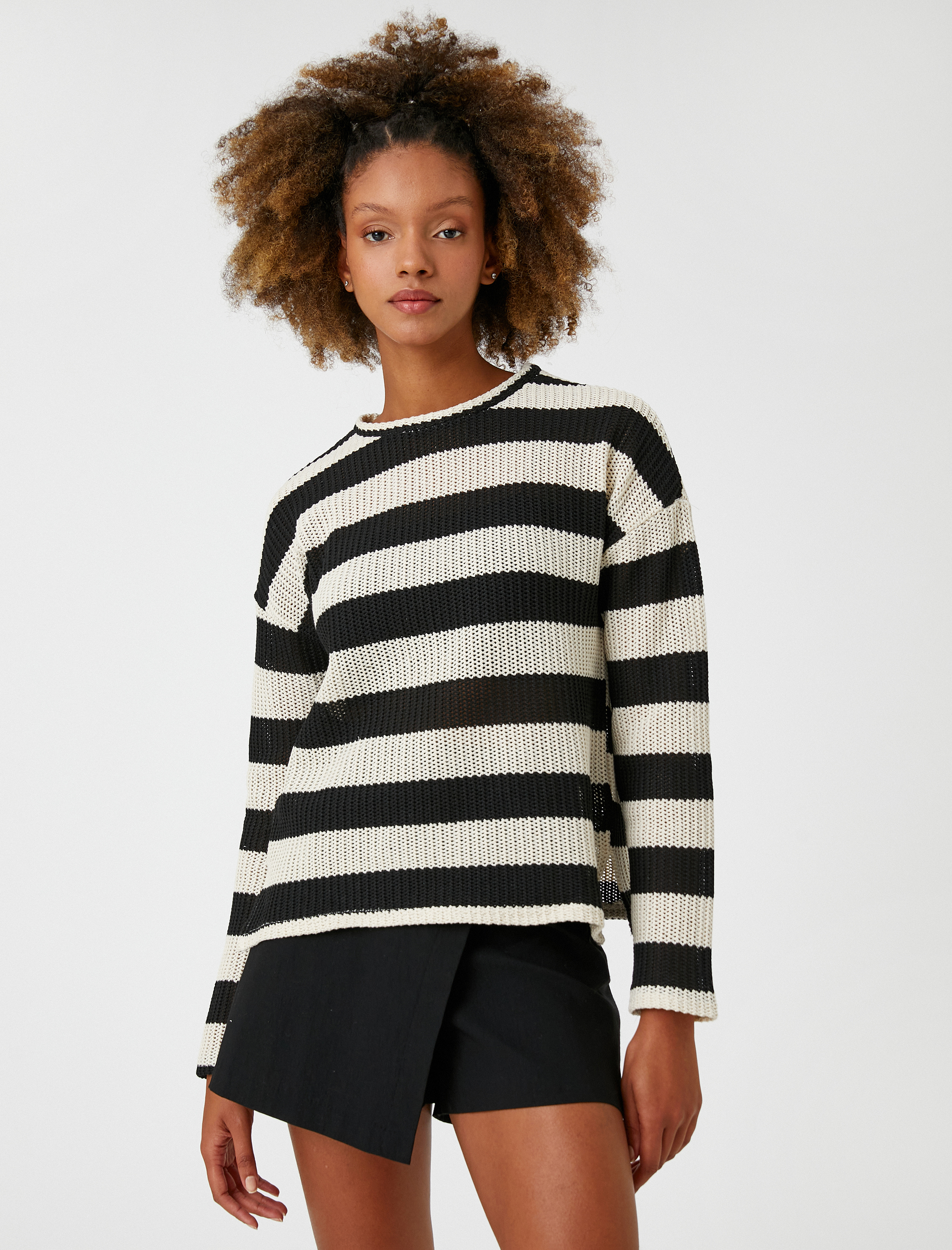   Uzun Kollu Tişört Triko Bisiklet Yaka Basic