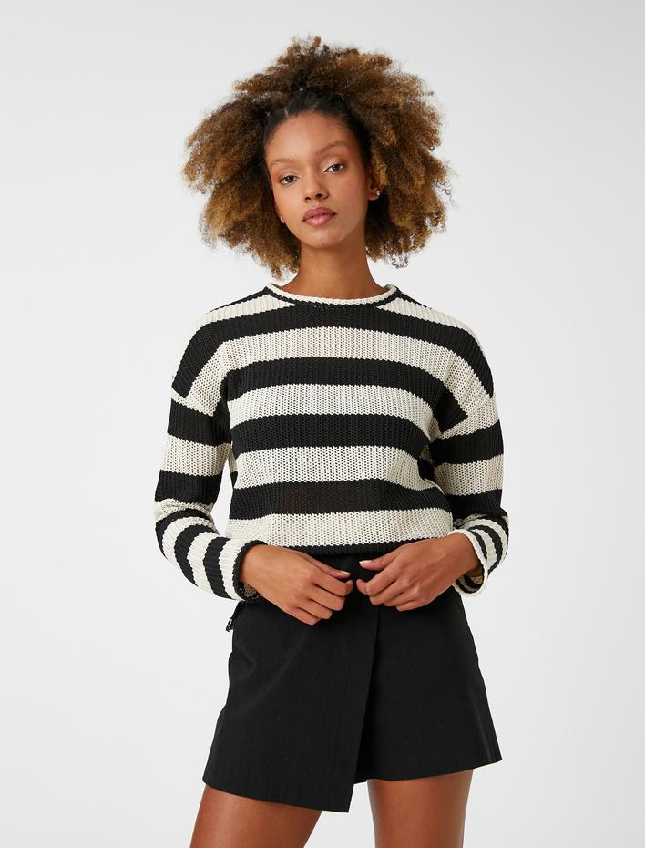  Uzun Kollu Tişört Triko Bisiklet Yaka Basic