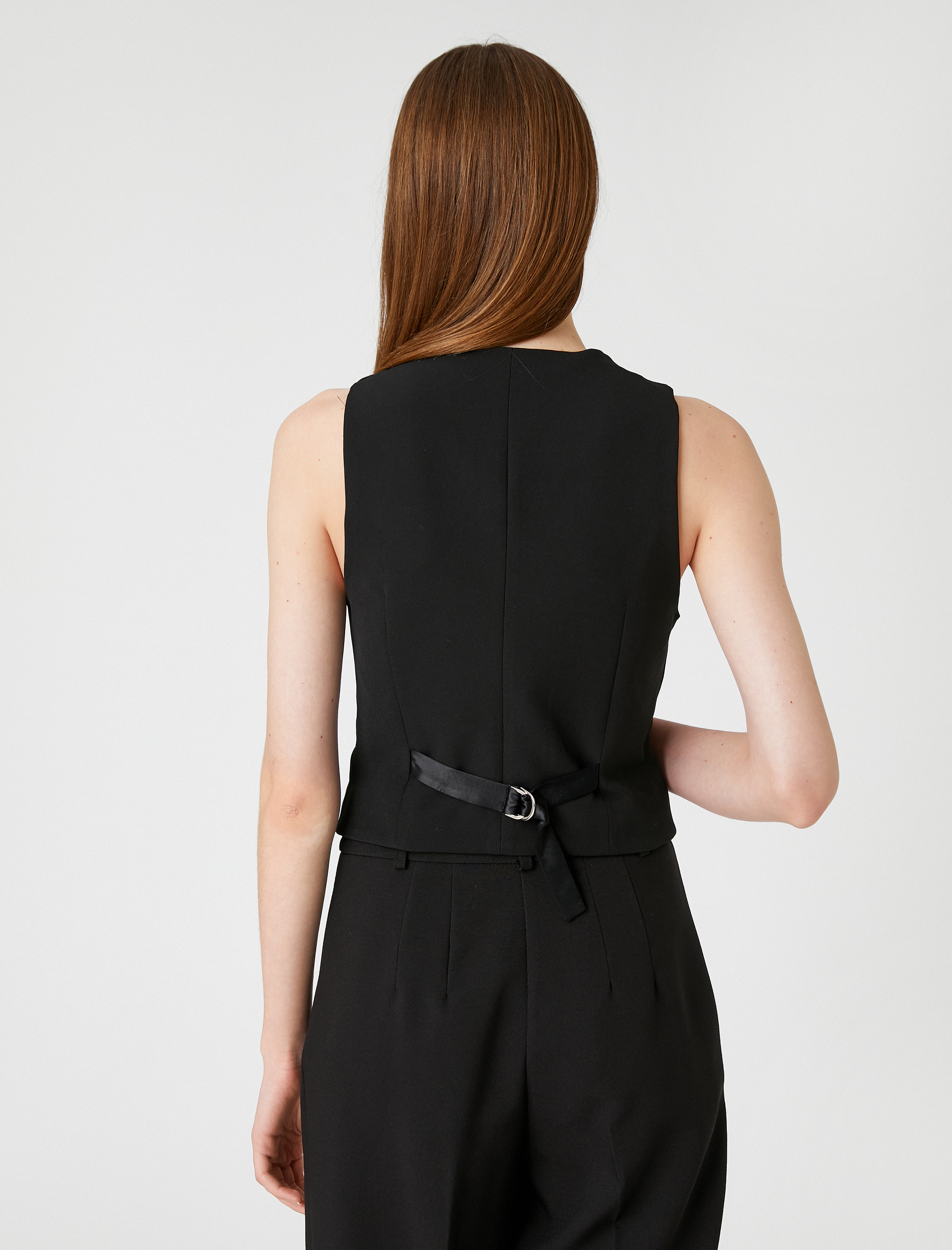   Crop Blazer Yelek Cep Detaylı