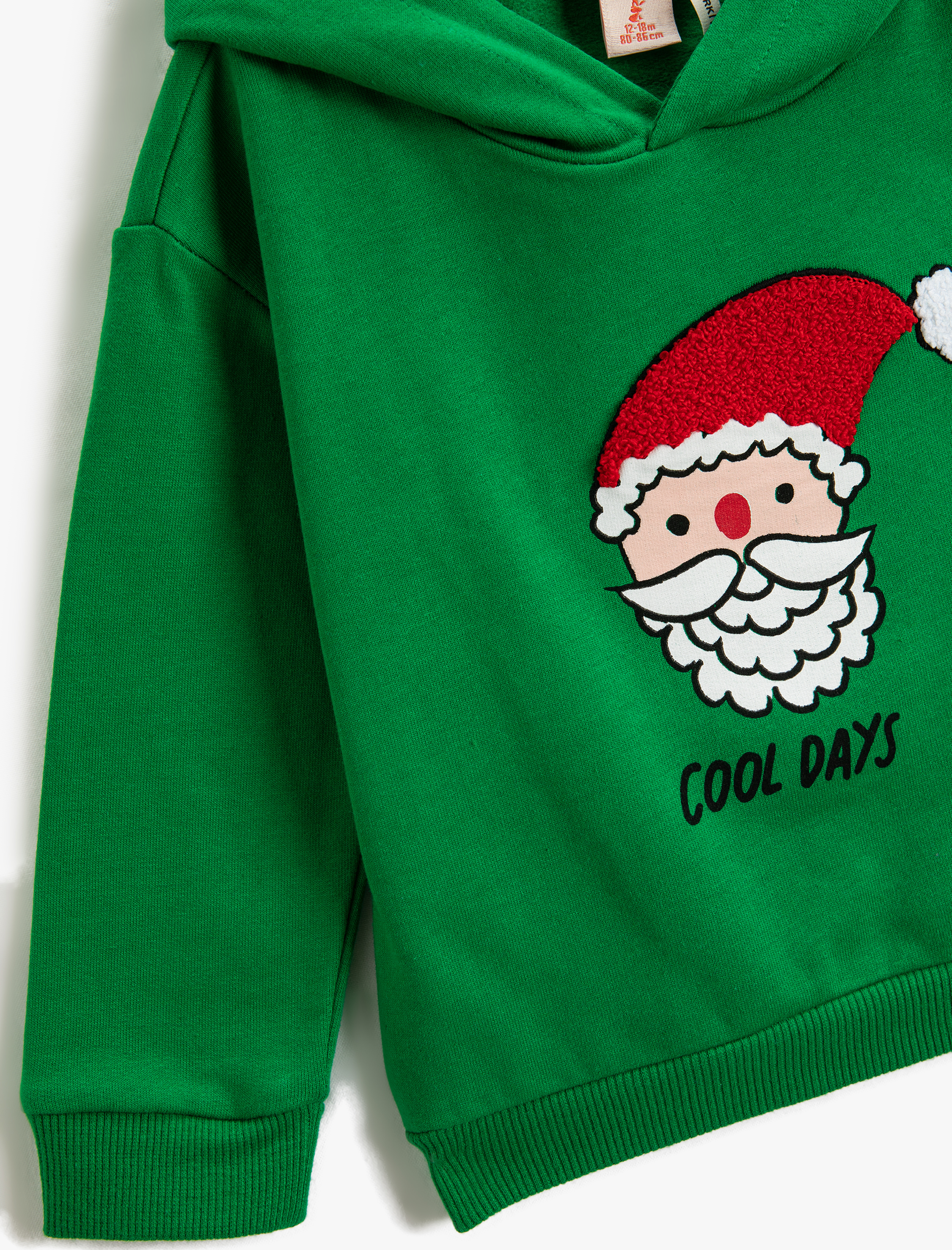  Erkek Bebek Kapşonlu Sweatshirt Yılbaşı Temalı Noel Baba Baskılı