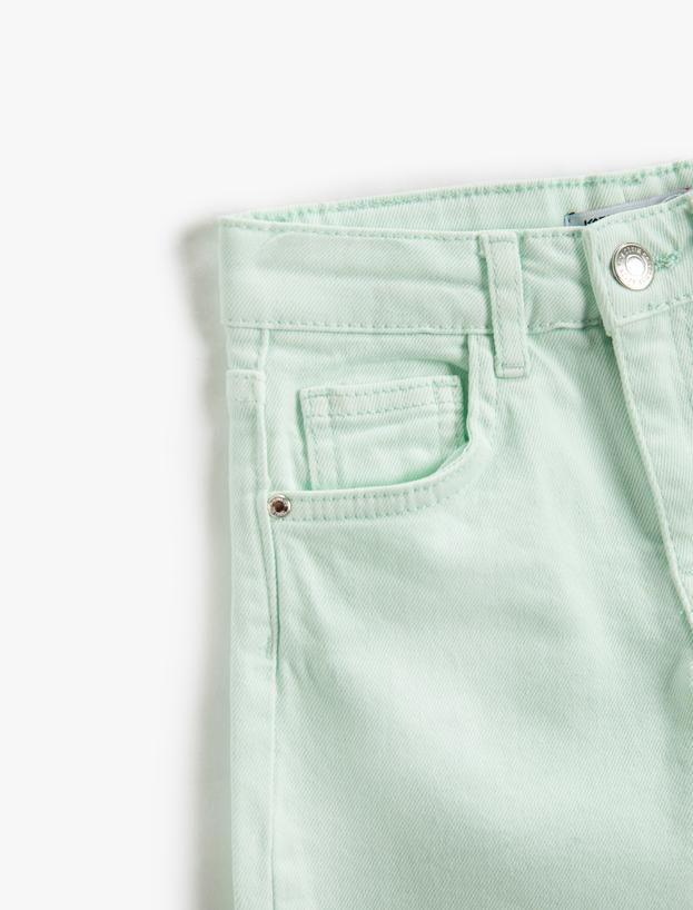  Kız Çocuk Düz Paça Cepli Rahat Kesim Kot Pantolon -  Straight Jean