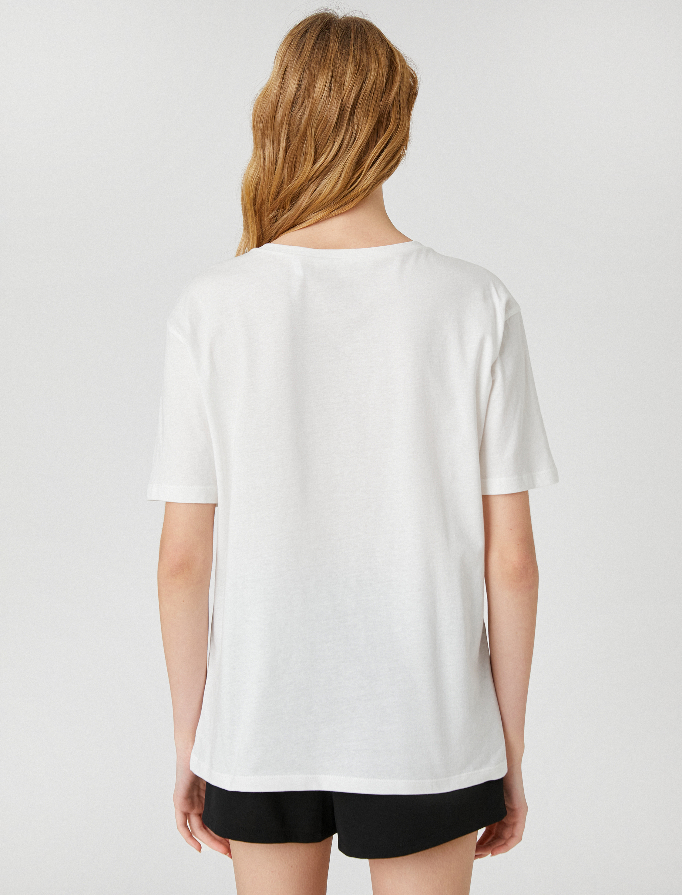   Slogan Baskılı Tişört Kısa Kollu Bisiklet Yaka