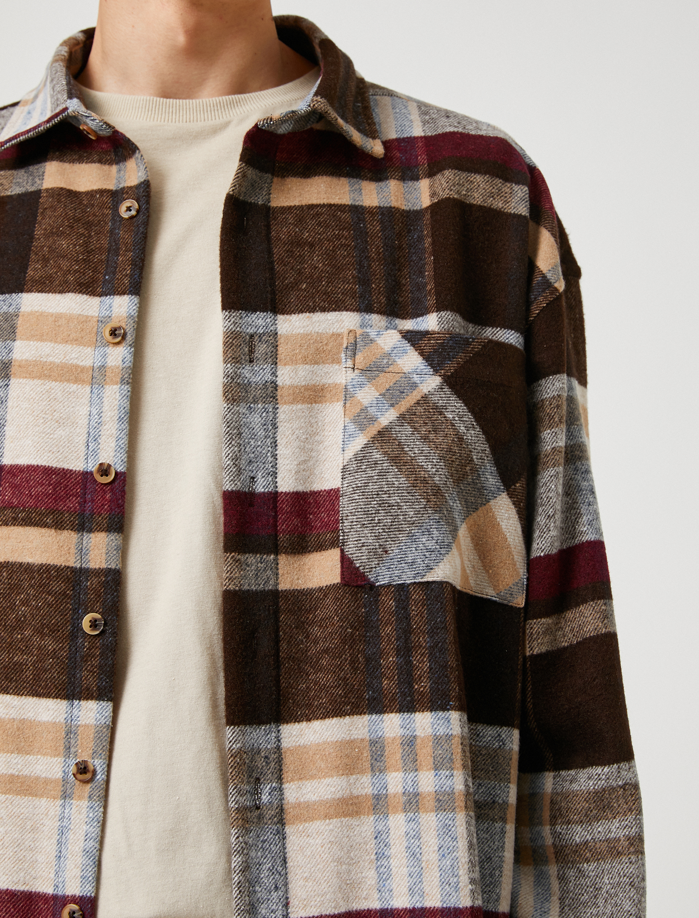   Oduncu Gömleği Cep Detaylı Klasik Yaka Uzun Kollu