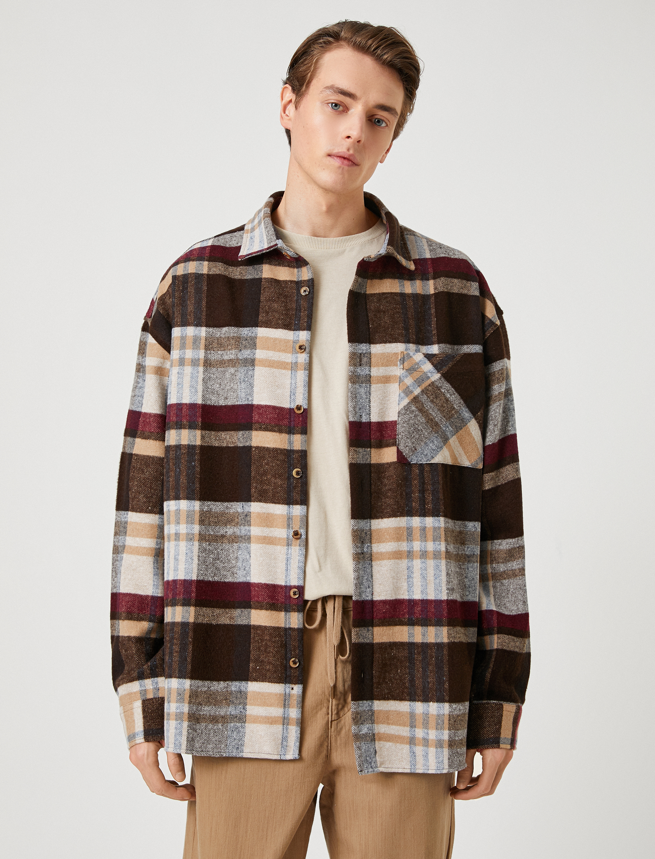   Oduncu Gömleği Cep Detaylı Klasik Yaka Uzun Kollu