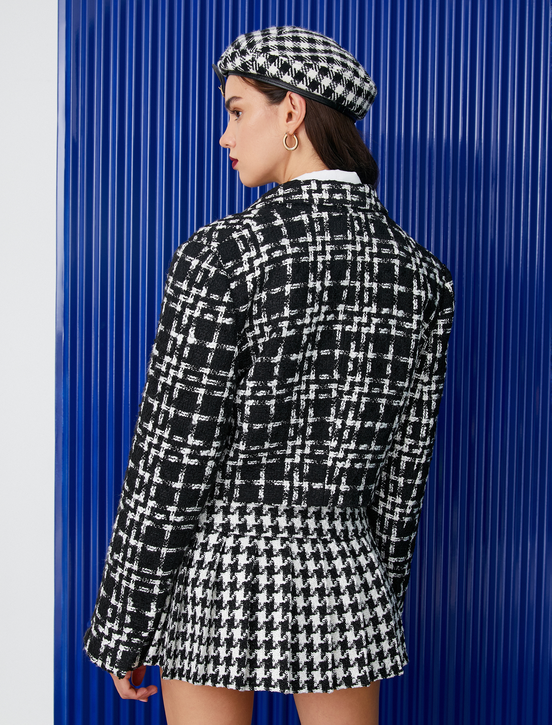   Crop Tüvit Blazer Ceket Kruvaze Arma Düğmeli