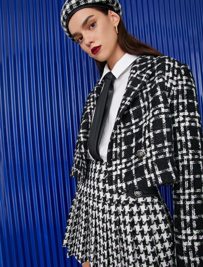  Crop Tüvit Ceket Kruvaze Arma Düğmeli